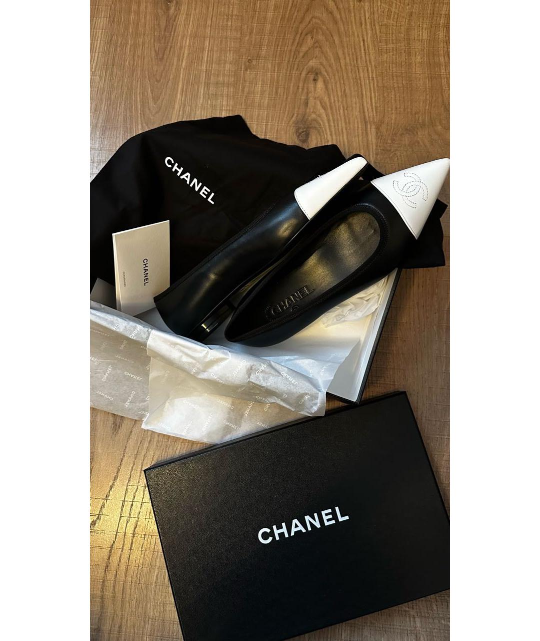 CHANEL Черные кожаные балетки, фото 6