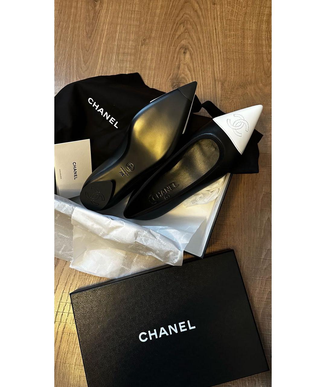 CHANEL Черные кожаные балетки, фото 7