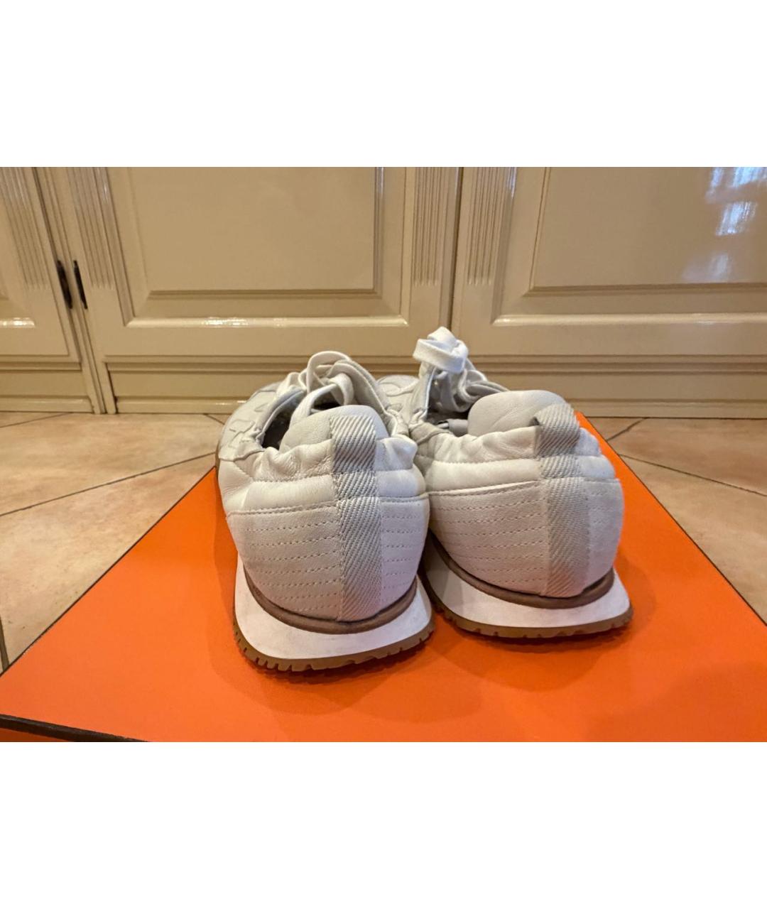 HERMES Белые кожаные кеды, фото 5