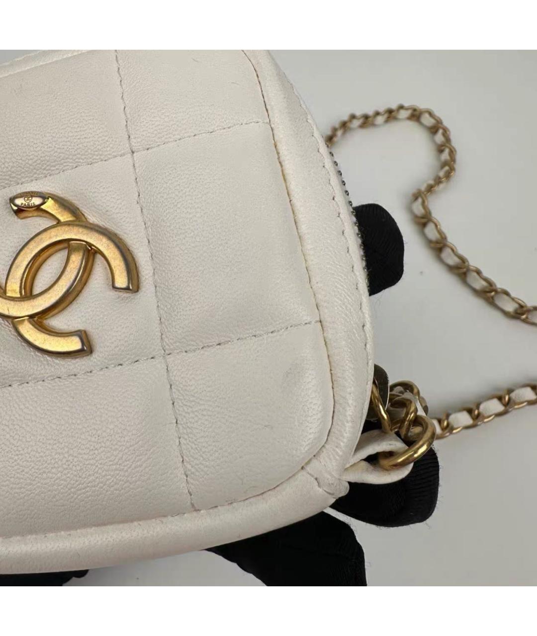 CHANEL Белая кожаная сумка через плечо, фото 2
