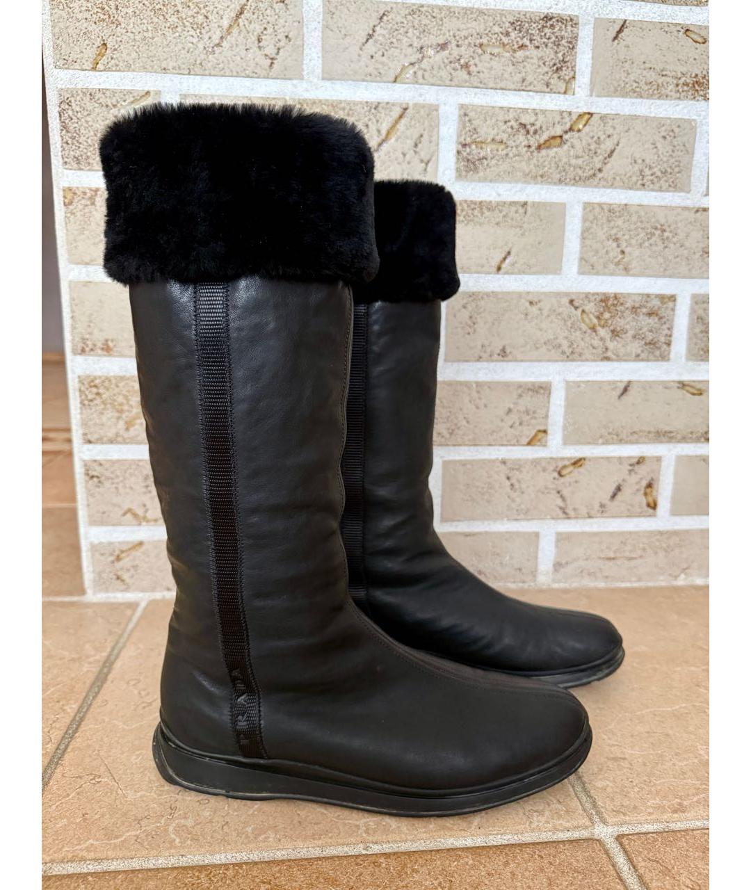 PRADA Черные кожаные сапоги, фото 3