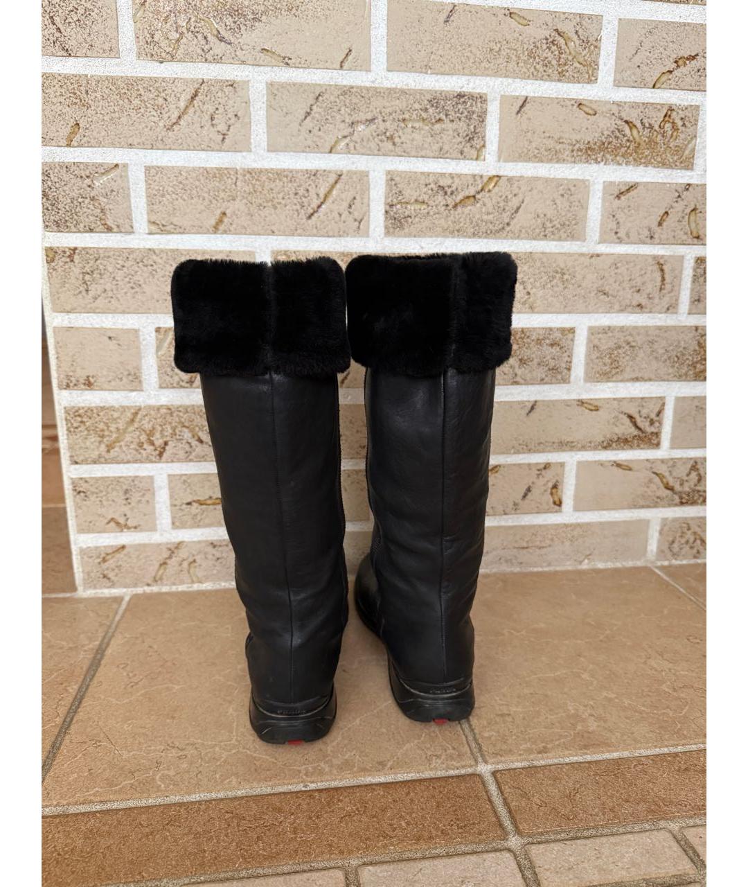 PRADA Черные кожаные сапоги, фото 4