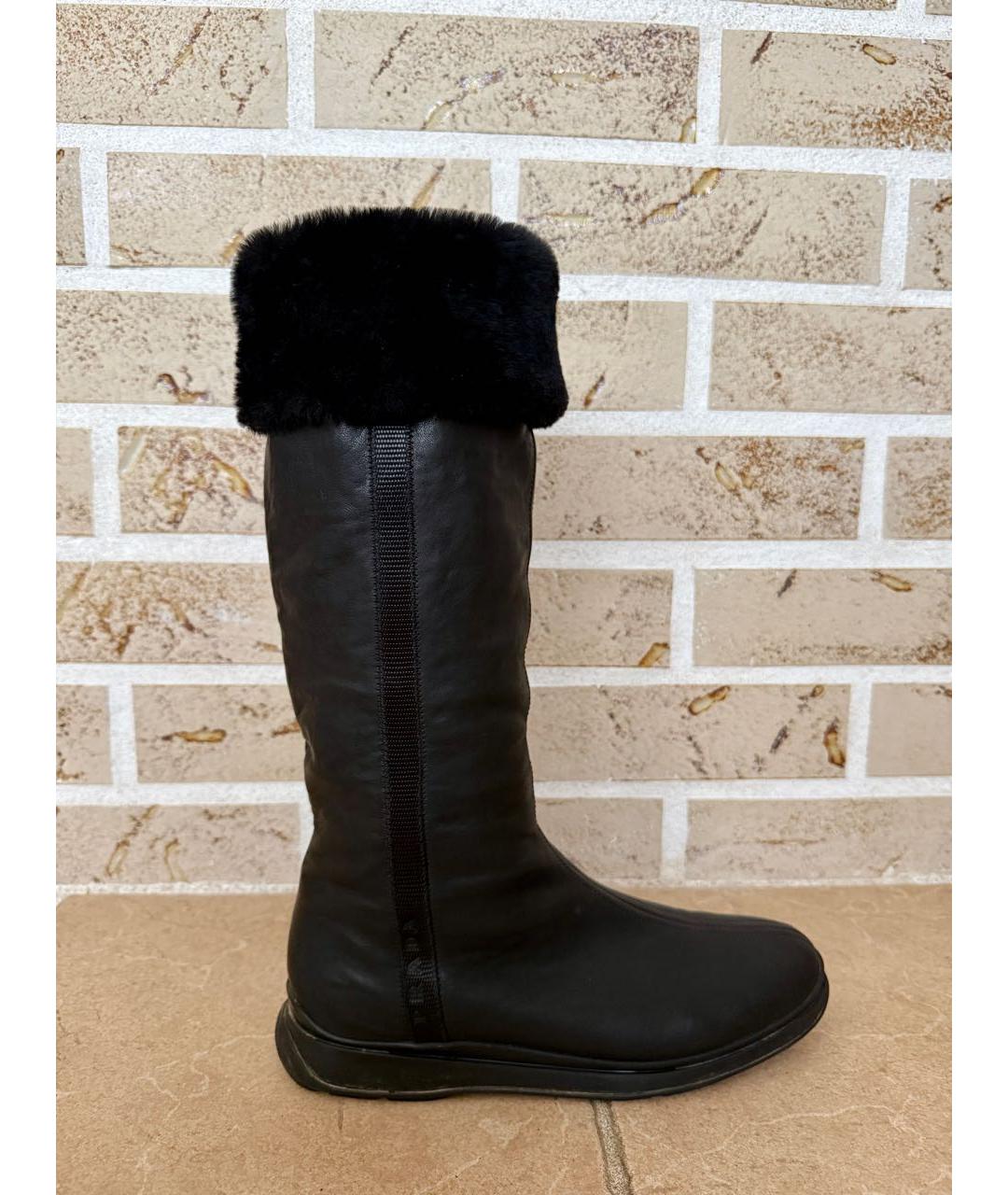 PRADA Черные кожаные сапоги, фото 7