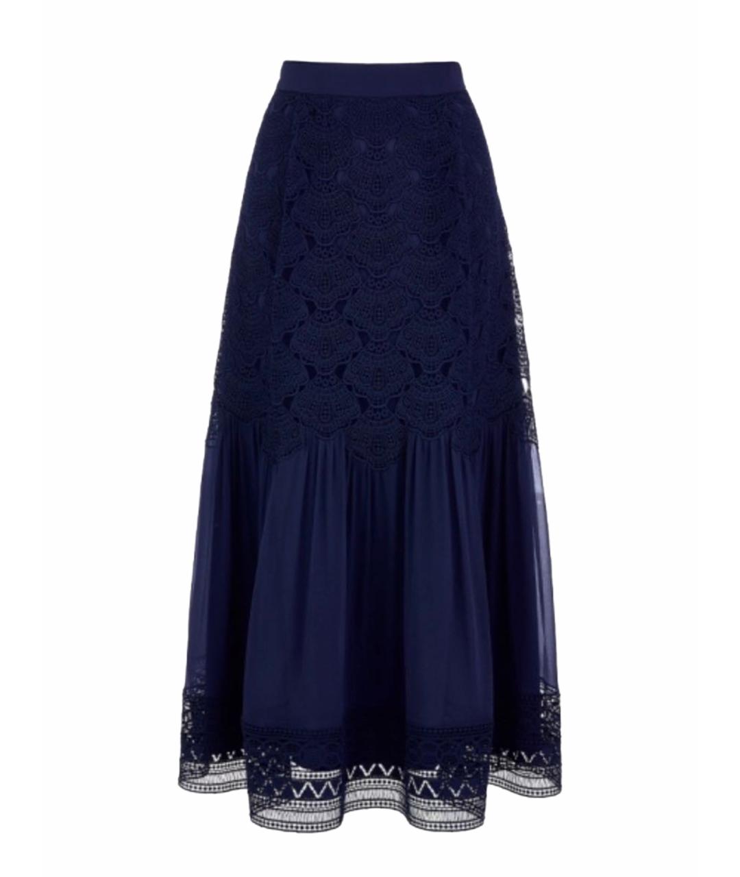 ALBERTA FERRETTI Темно-синяя шелковая юбка макси, фото 1