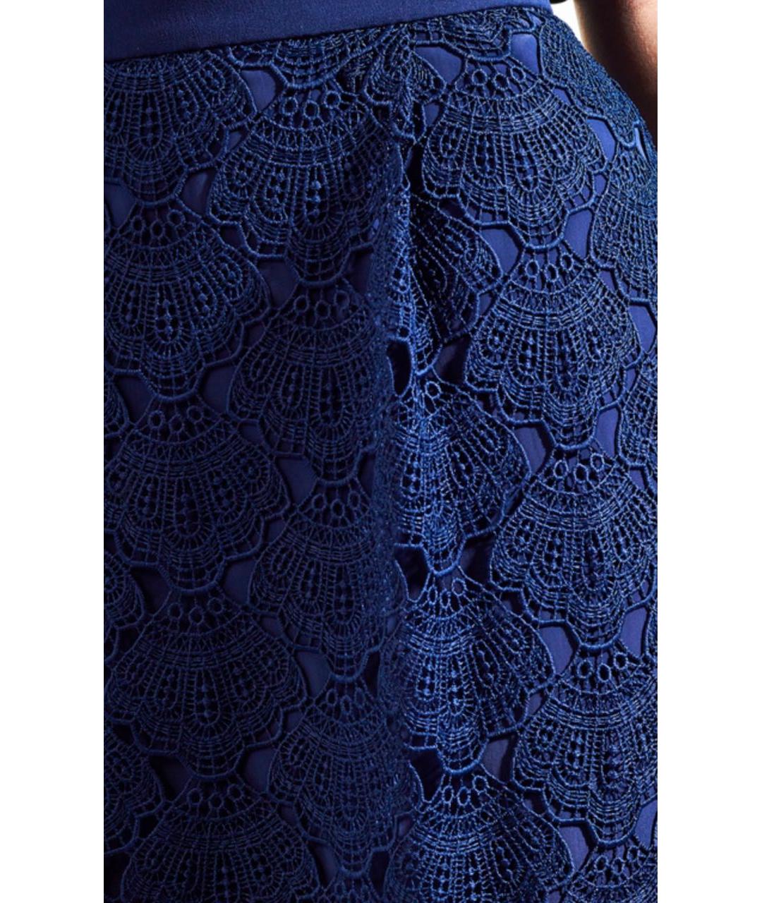 ALBERTA FERRETTI Темно-синяя шелковая юбка макси, фото 5