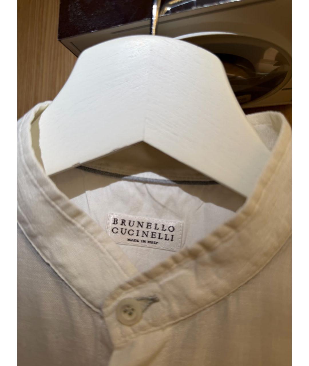 BRUNELLO CUCINELLI Белая льняная детская рубашка, фото 3