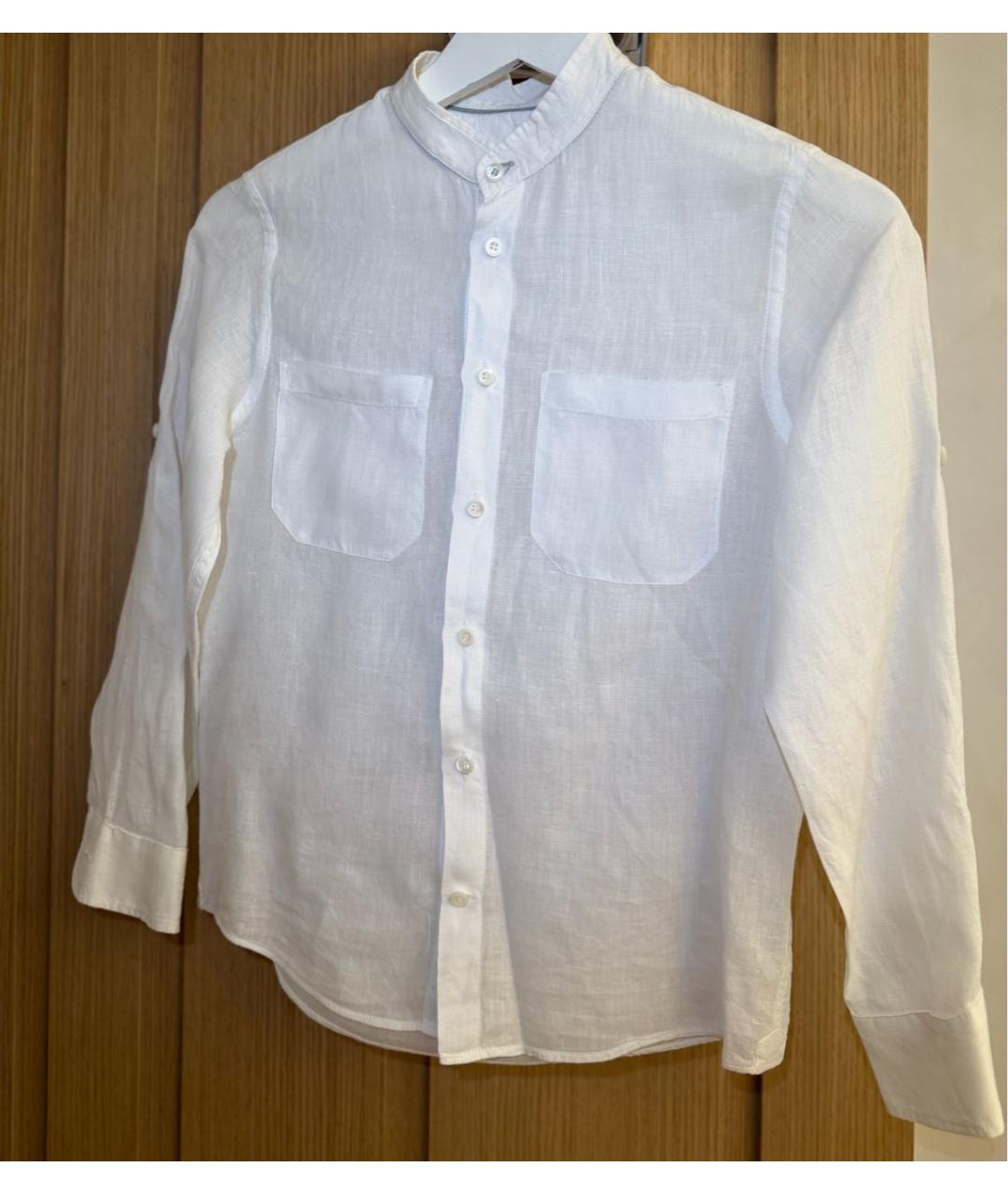 BRUNELLO CUCINELLI Белая льняная детская рубашка, фото 5