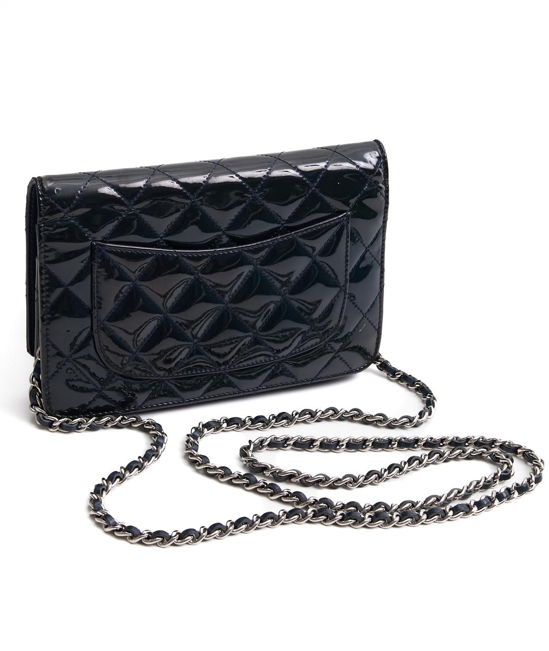 CHANEL Темно-синяя кожаная сумка через плечо, фото 7