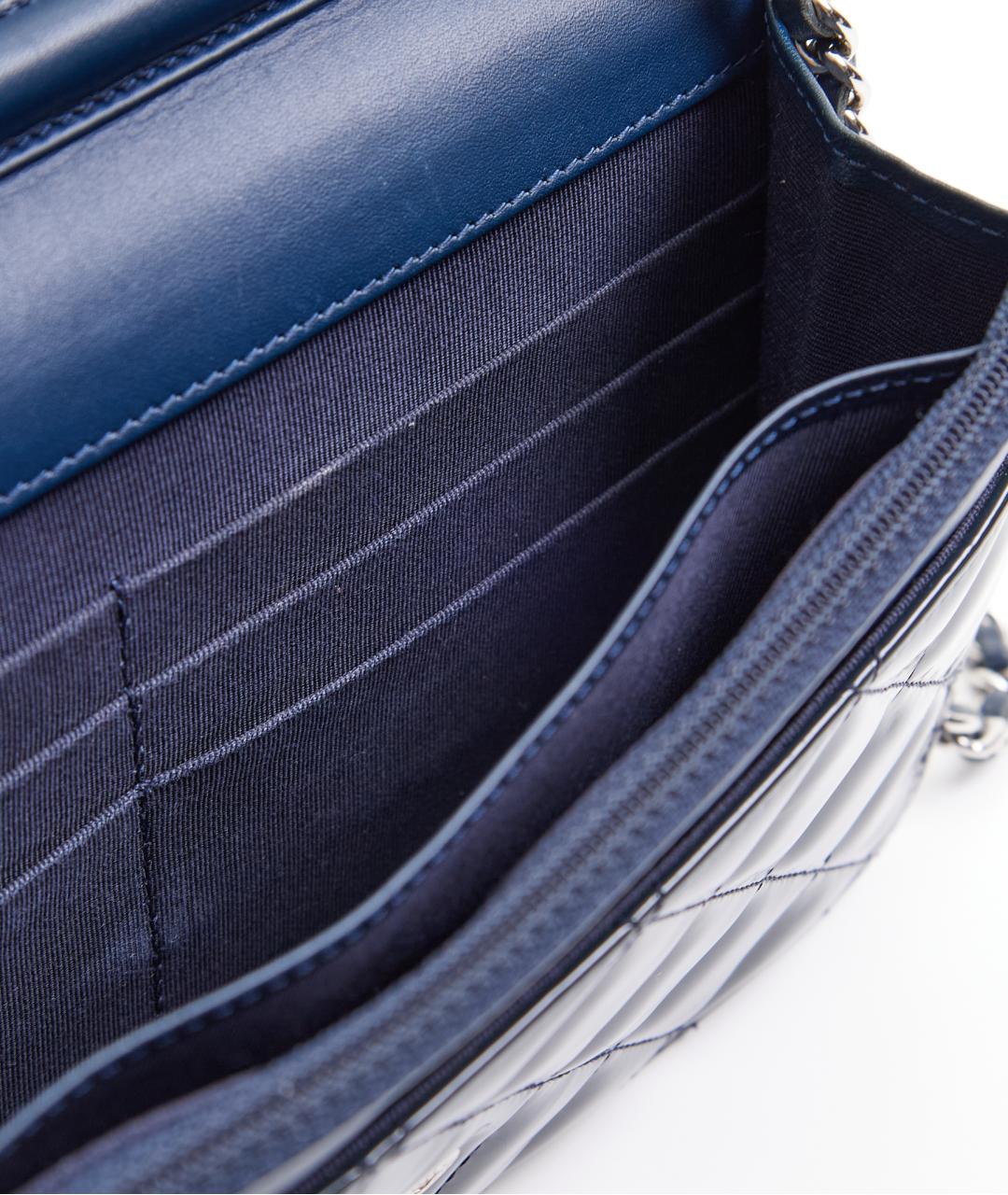 CHANEL Темно-синяя кожаная сумка через плечо, фото 4