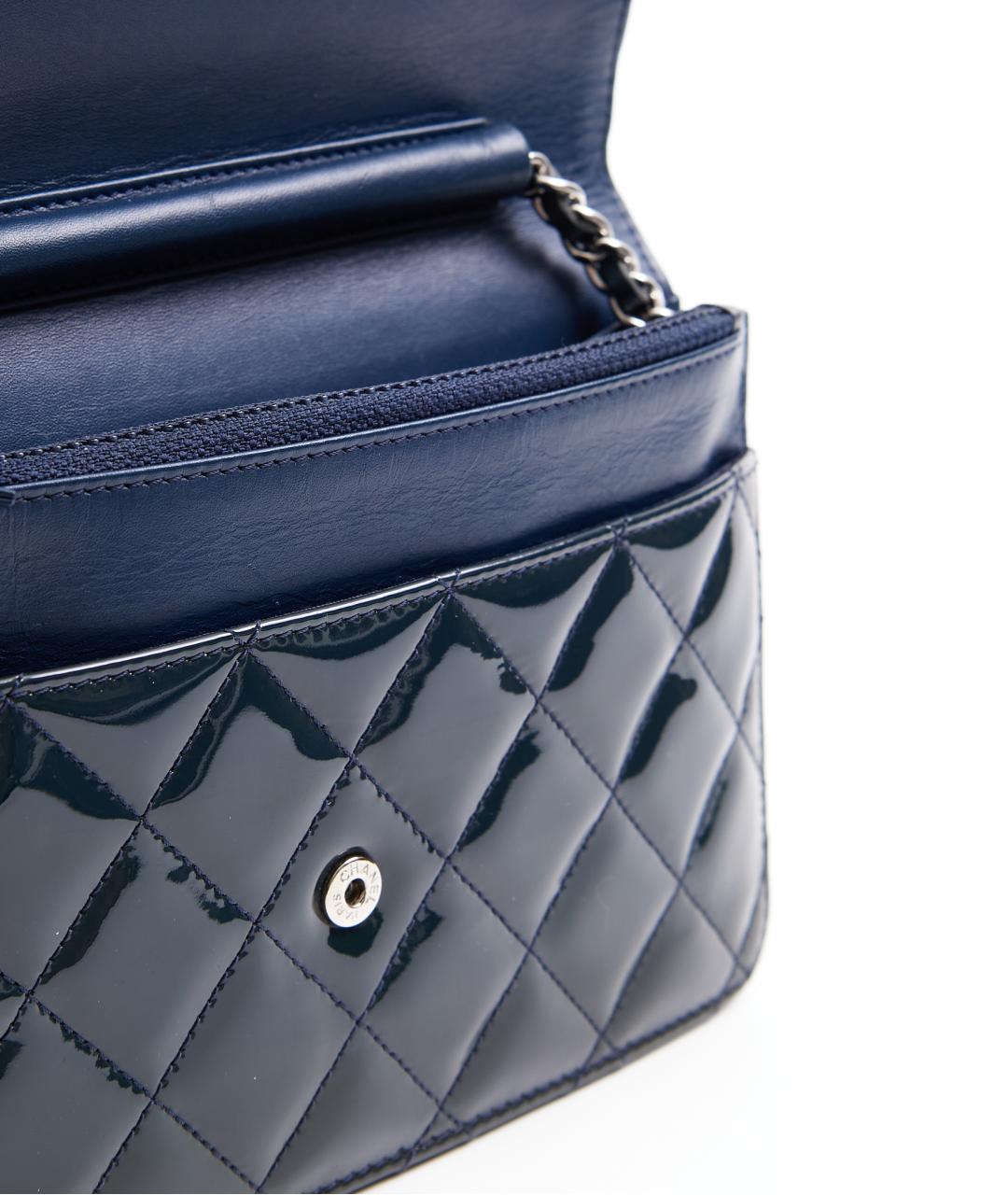 CHANEL Темно-синяя кожаная сумка через плечо, фото 6