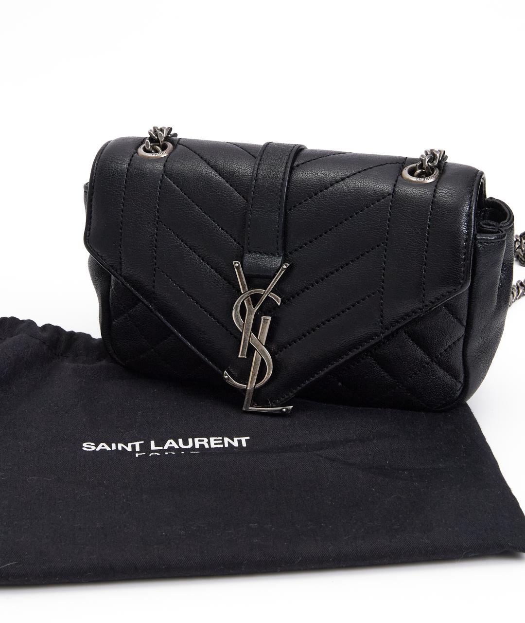 SAINT LAURENT Черная кожаная сумка через плечо, фото 8