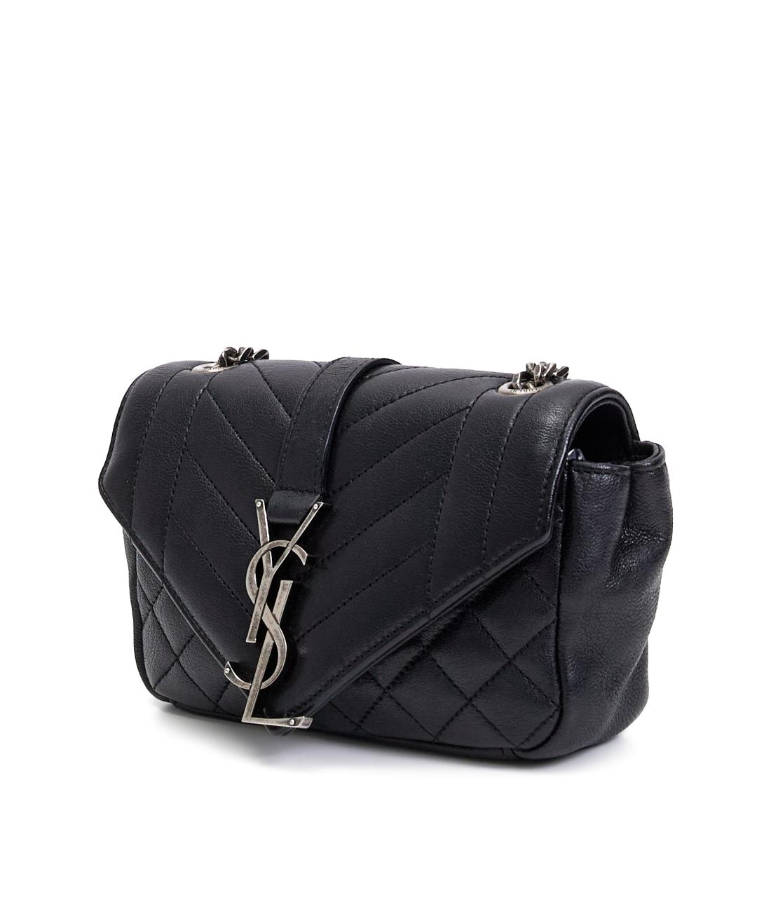 SAINT LAURENT Черная кожаная сумка через плечо, фото 2