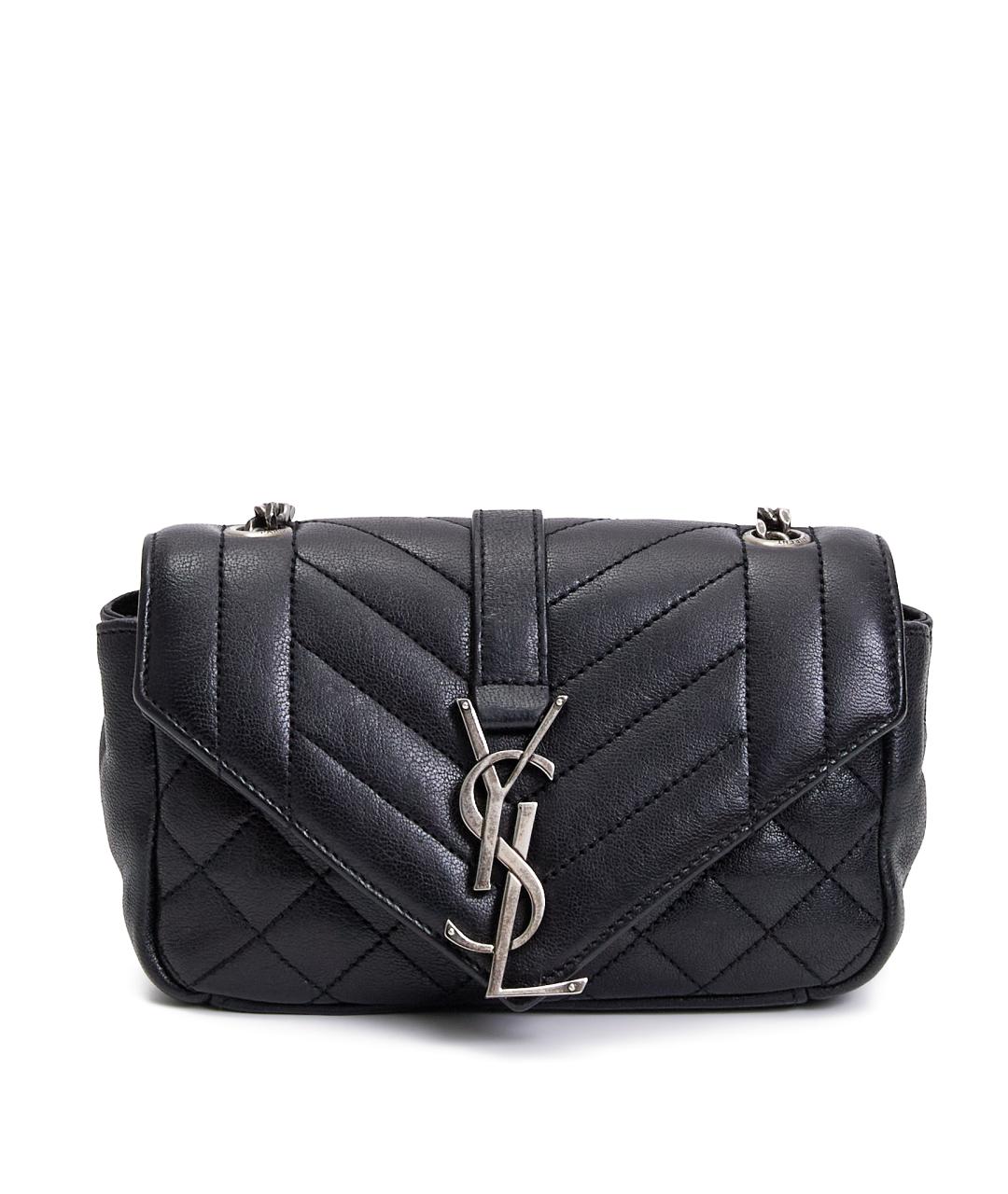 SAINT LAURENT Черная кожаная сумка через плечо, фото 1
