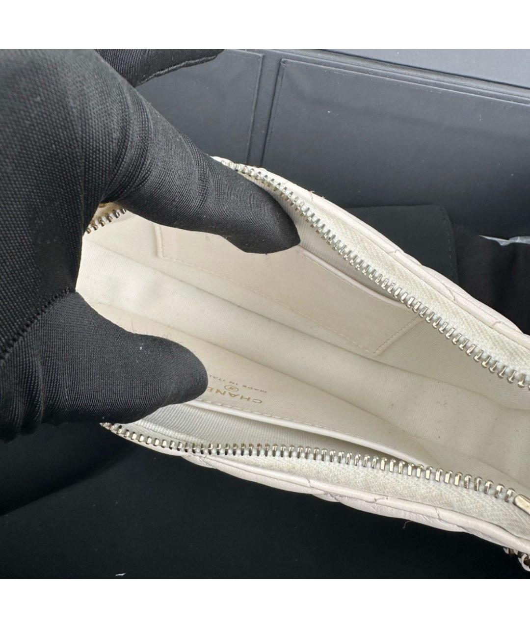 CHANEL Белая кожаная сумка с короткими ручками, фото 7