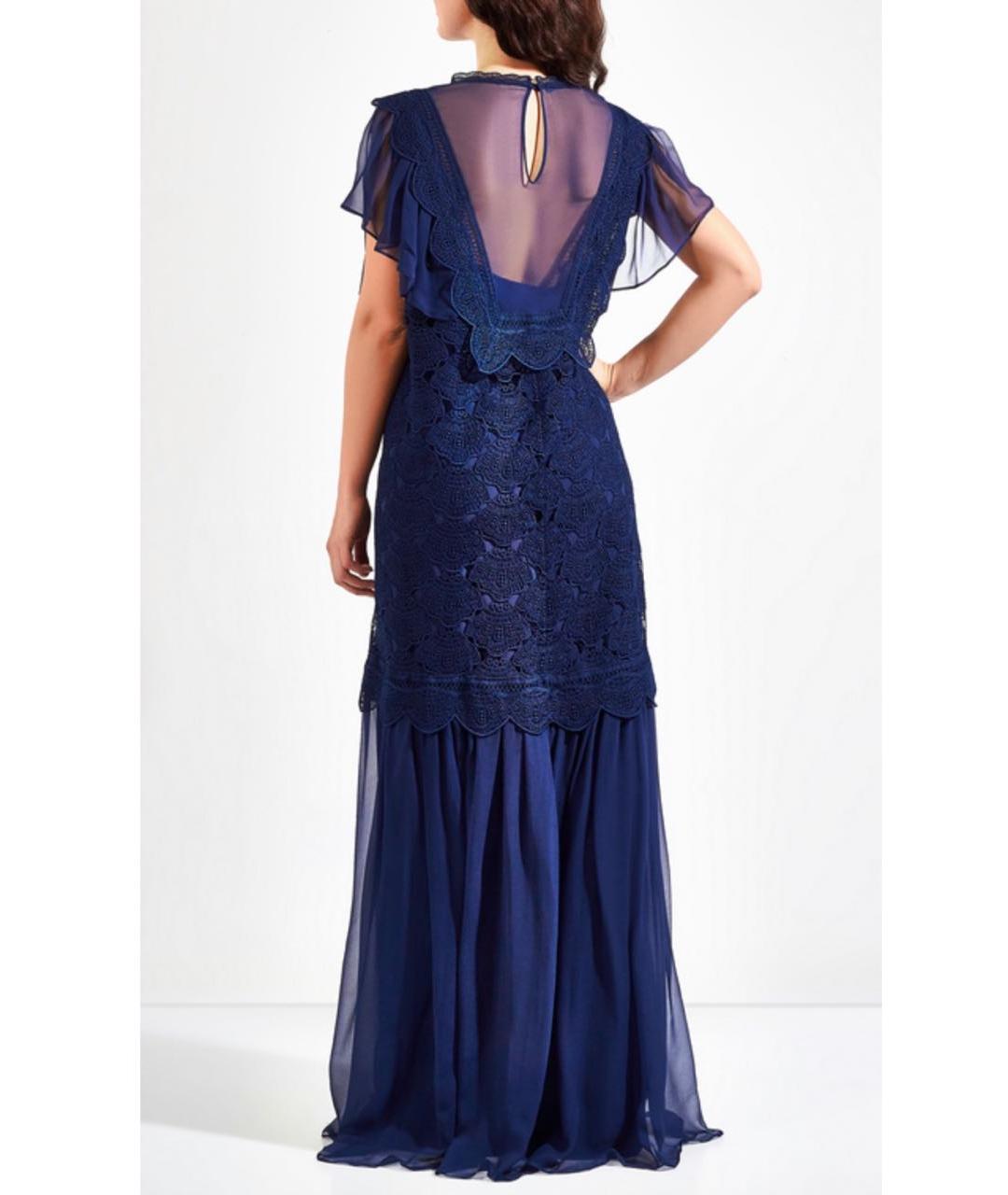 ALBERTA FERRETTI Темно-синее шелковое вечернее платье, фото 3