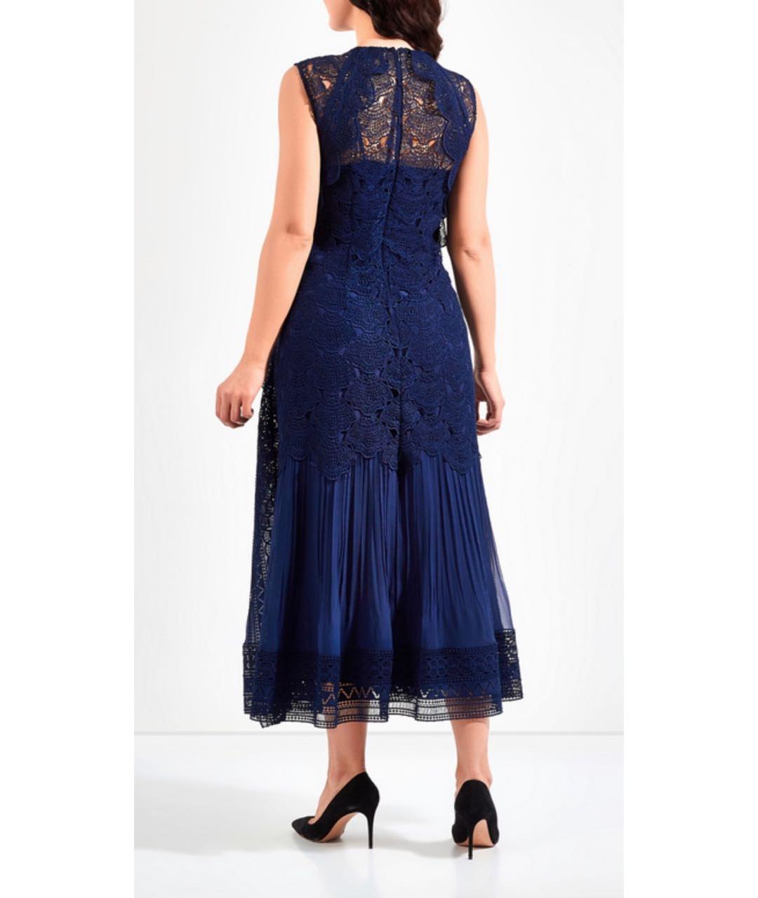 ALBERTA FERRETTI Темно-синее шелковое вечернее платье, фото 3