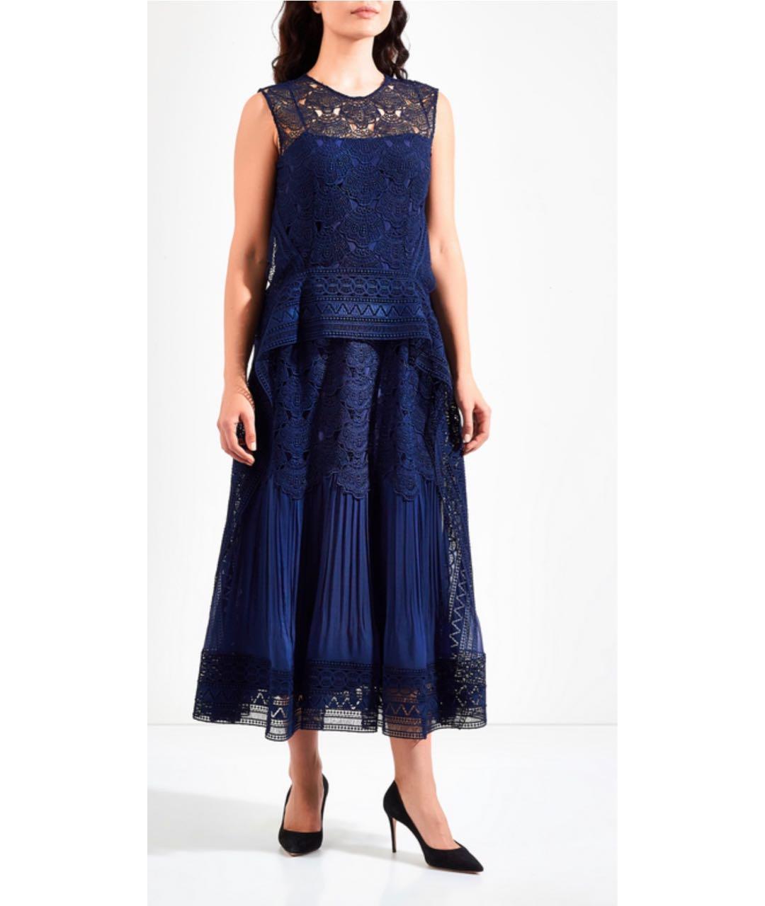 ALBERTA FERRETTI Темно-синее шелковое вечернее платье, фото 2