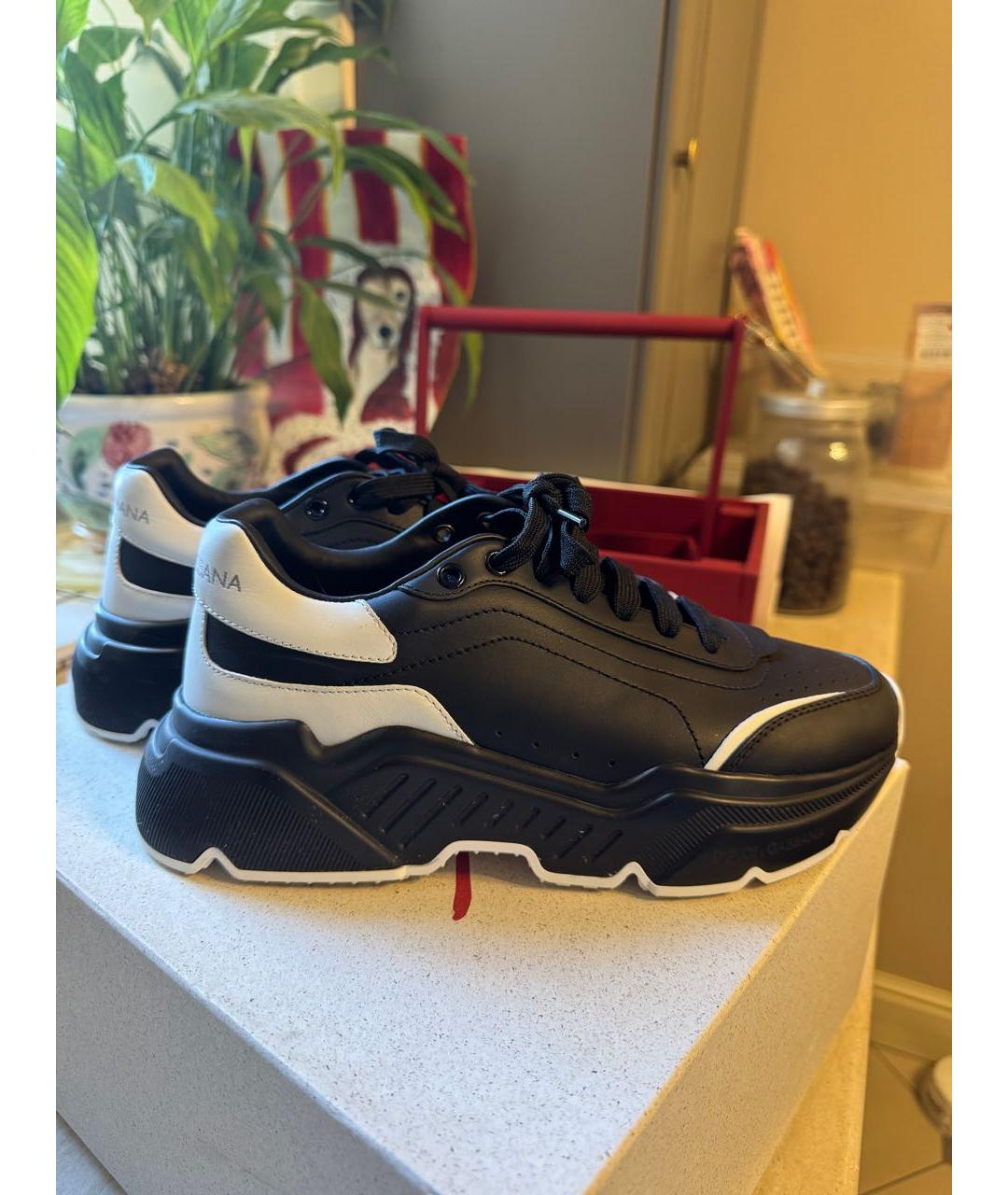 DOLCE&GABBANA Черные кожаные кроссовки, фото 7