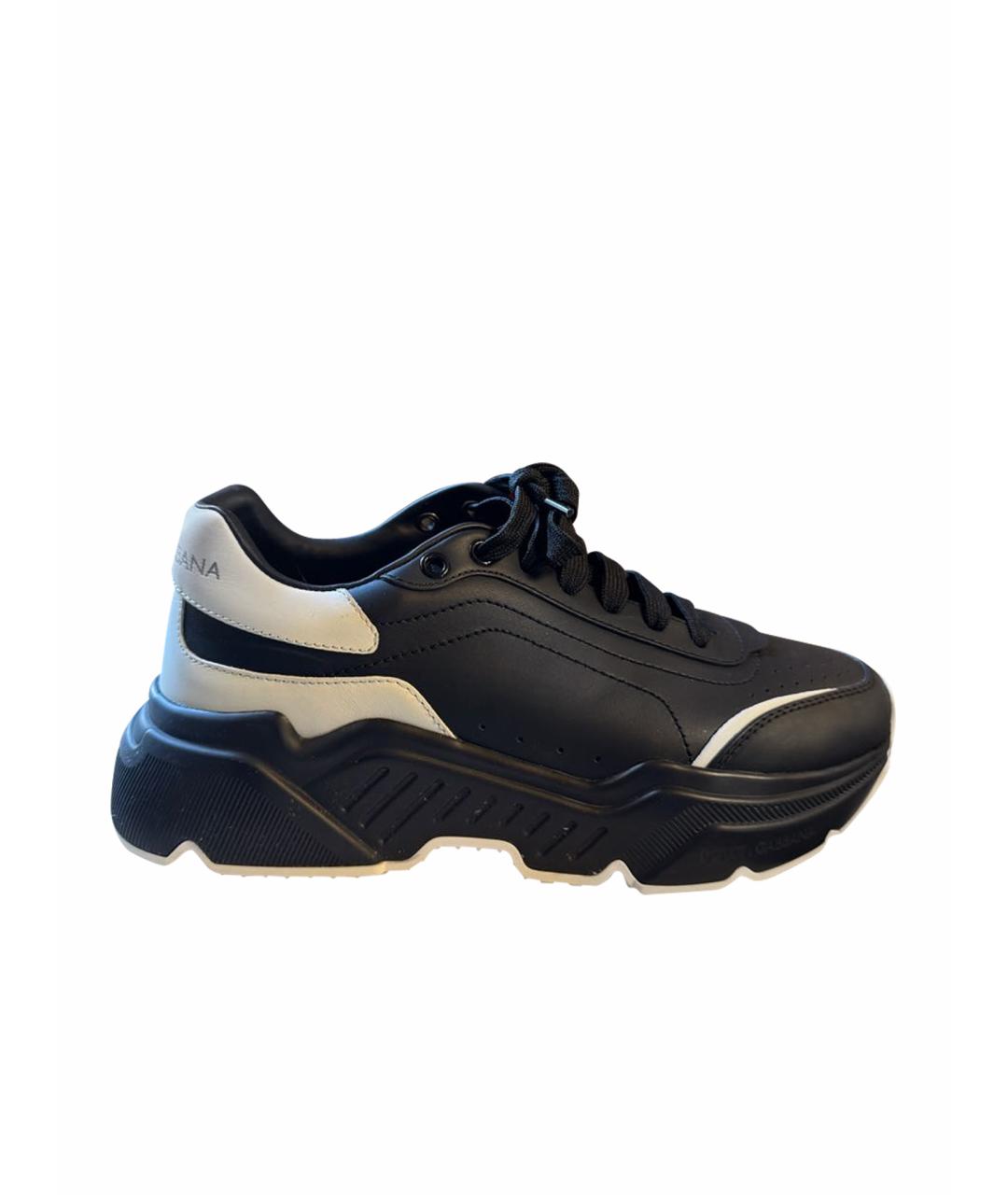 DOLCE&GABBANA Черные кожаные кроссовки, фото 1