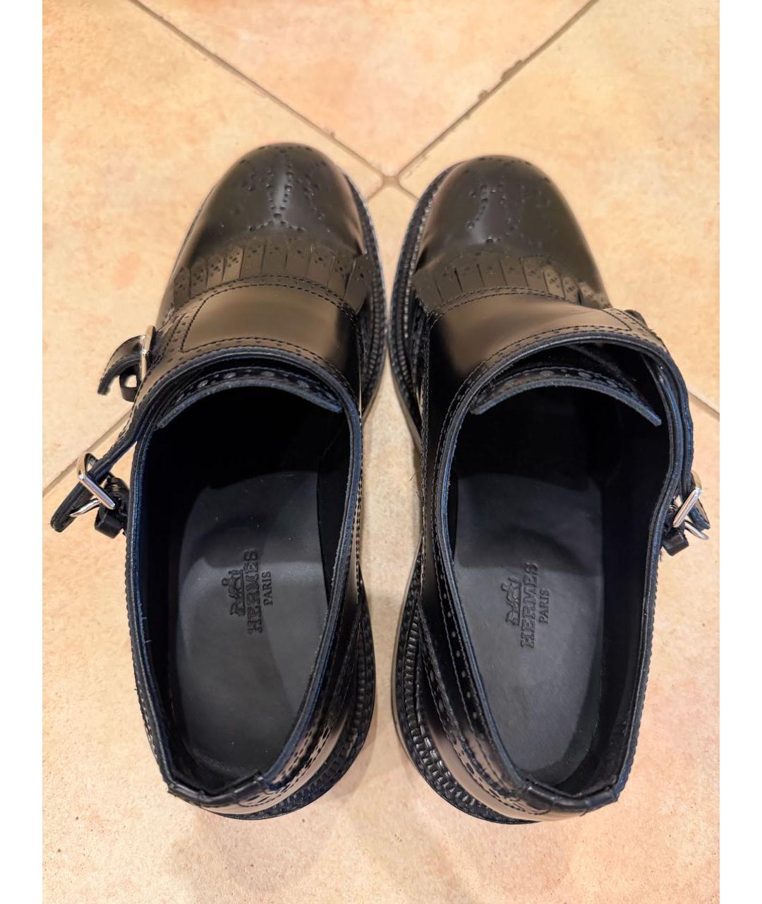 HERMES Черные кожаные брогги и оксфорды, фото 6