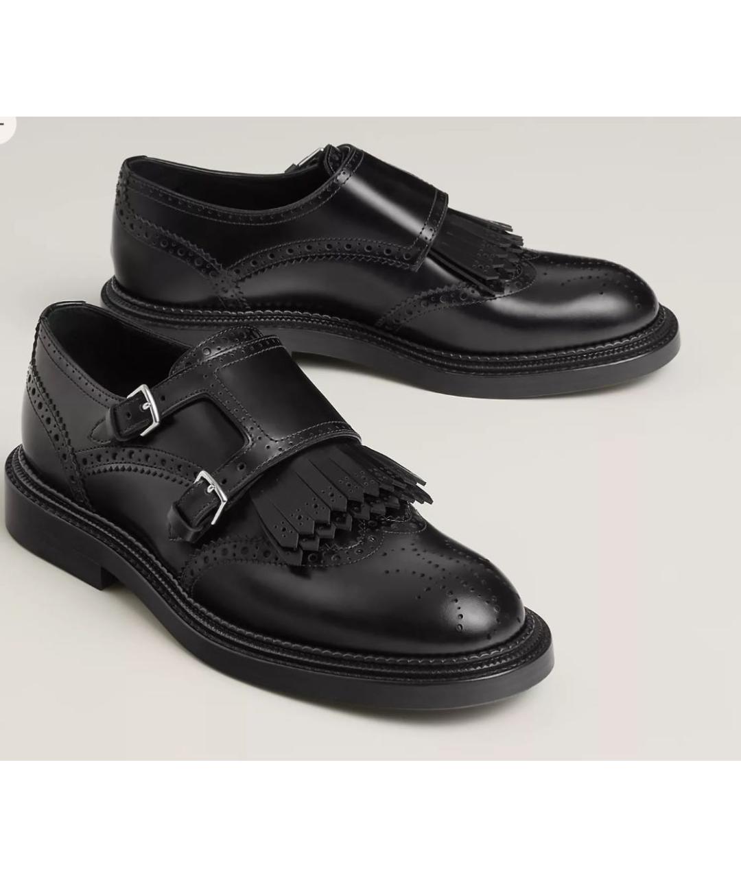 HERMES Черные кожаные брогги и оксфорды, фото 2