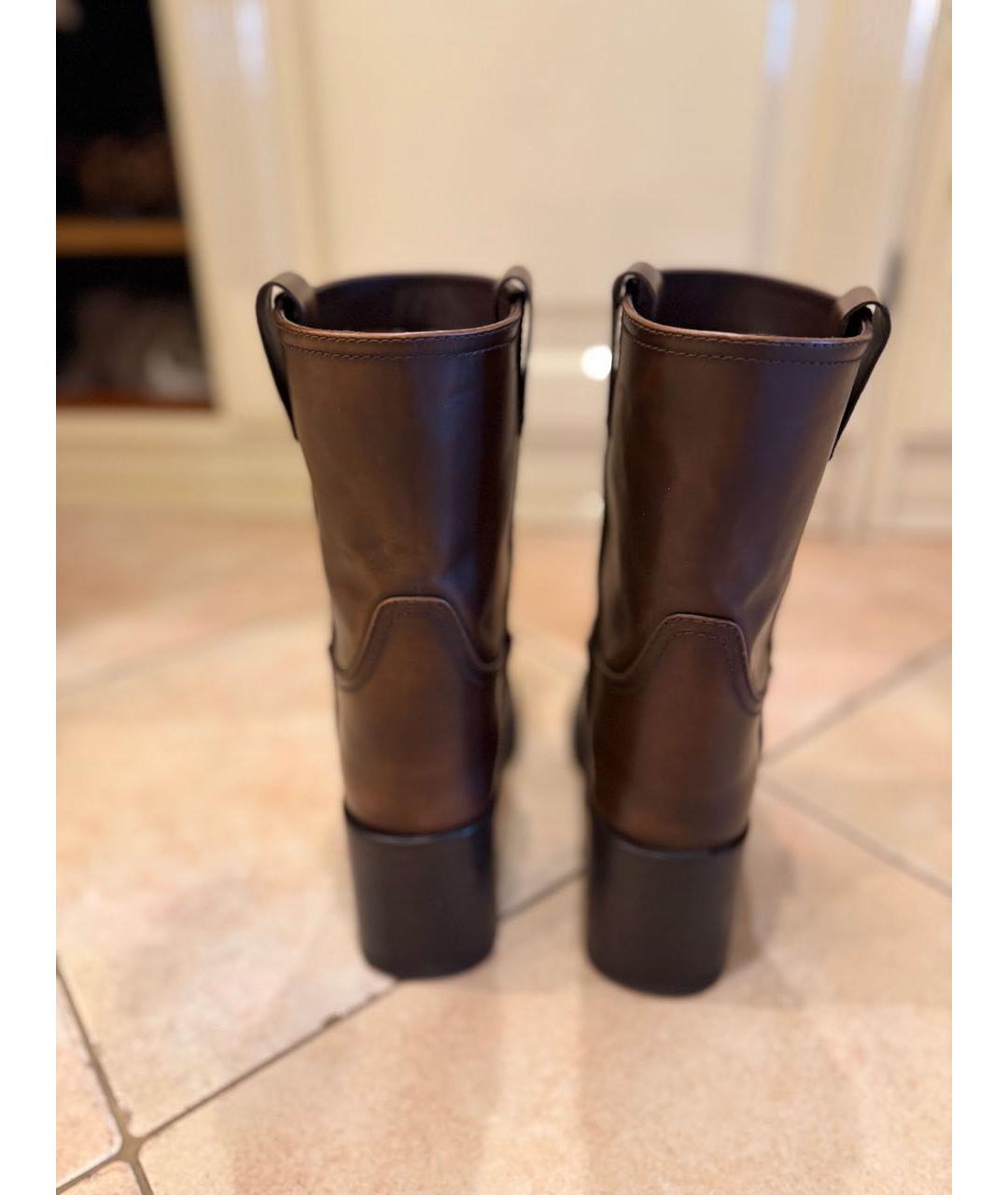 MIU MIU Коричневые кожаные полусапоги, фото 6