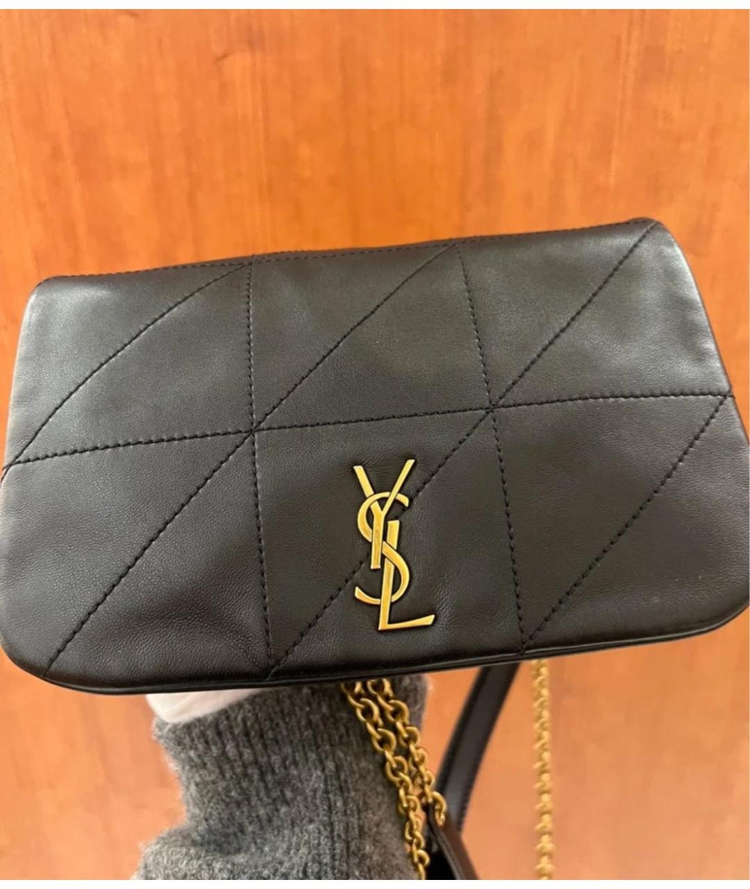 SAINT LAURENT Черная кожаная сумка через плечо, фото 3