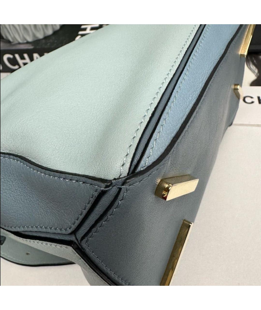 LOEWE Голубая кожаная сумка с короткими ручками, фото 4
