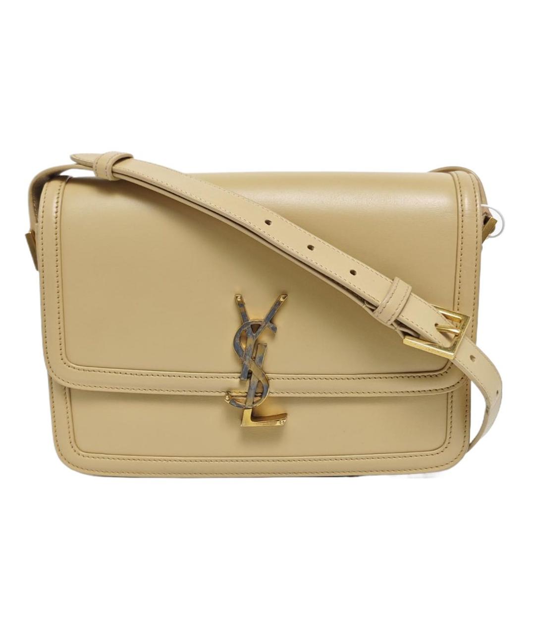 SAINT LAURENT Бежевая кожаная сумка через плечо, фото 6
