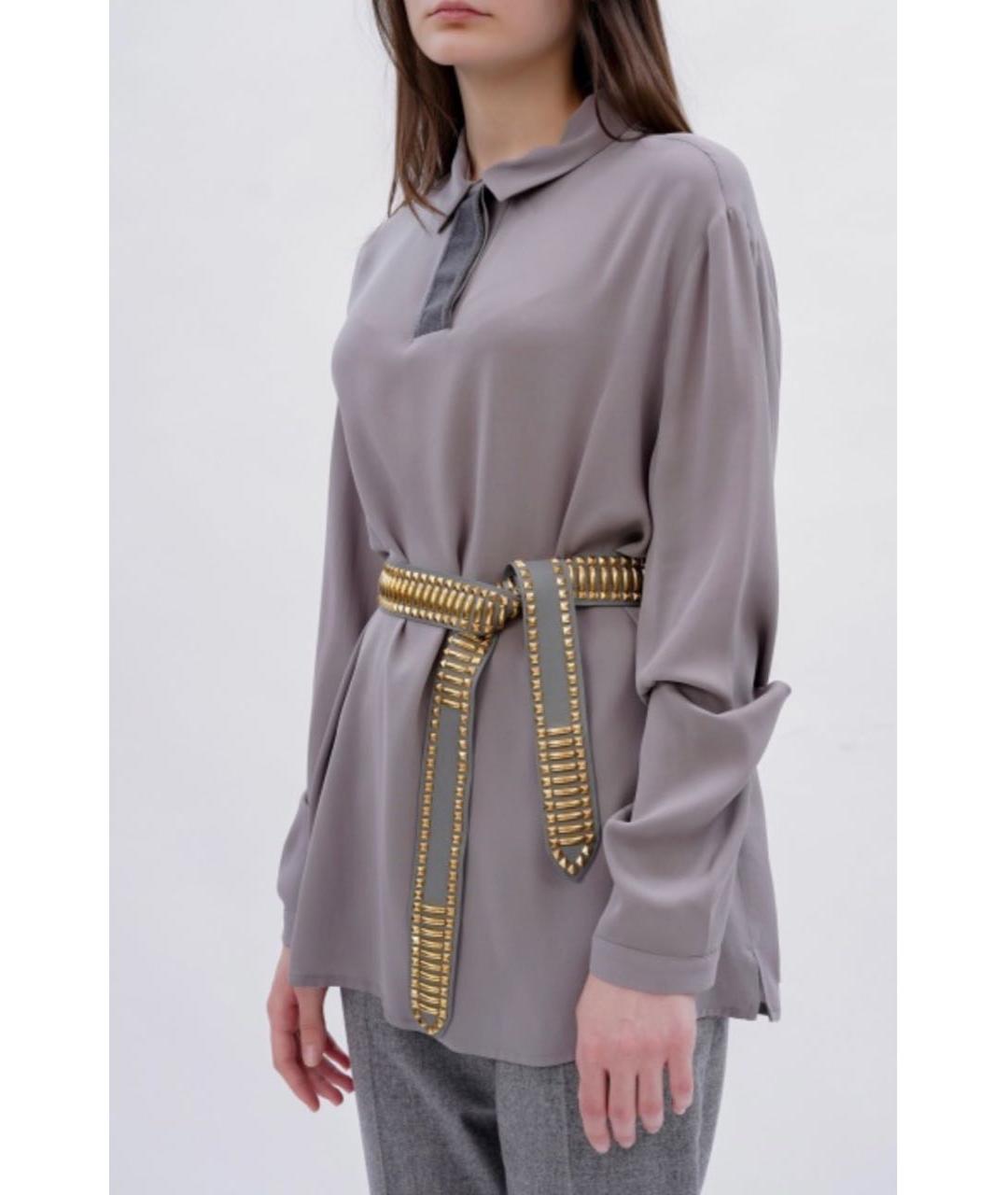 ALBERTA FERRETTI Серый кожаный ремень, фото 2