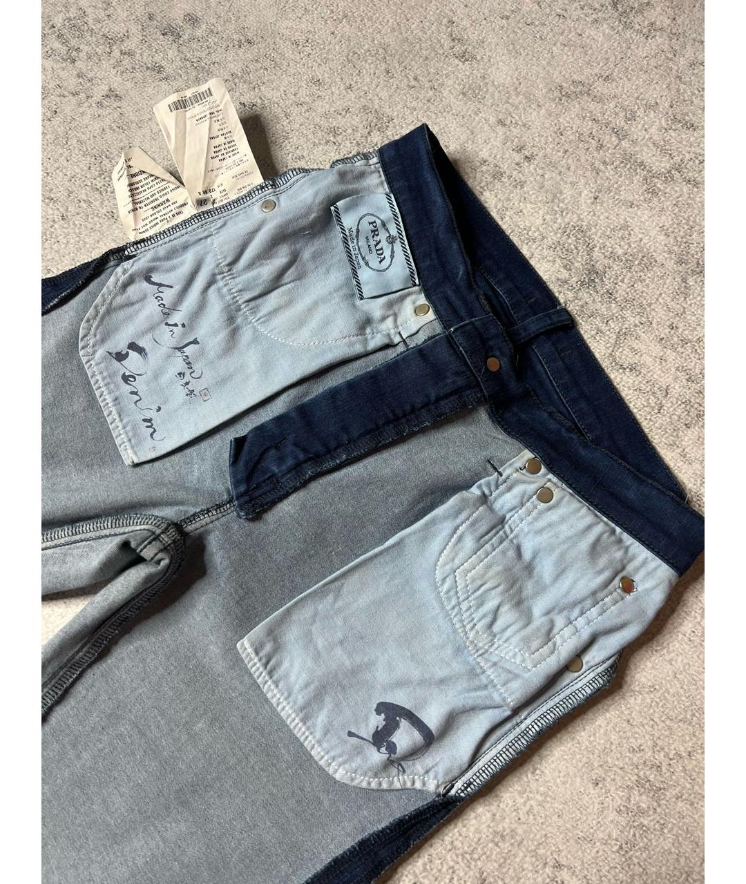 PRADA Синие хлопко-эластановые джинсы слим, фото 6