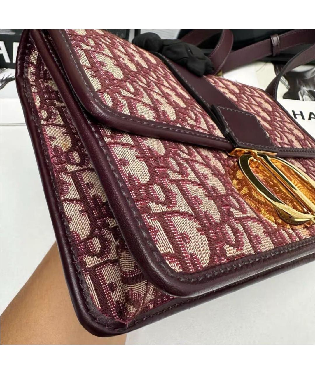CHRISTIAN DIOR Бордовая жаккардовая сумка через плечо, фото 5