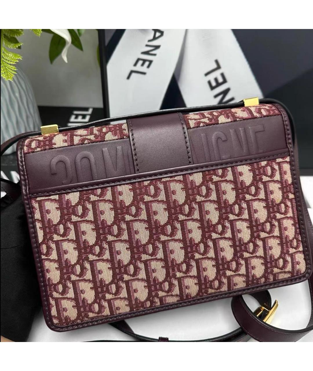 CHRISTIAN DIOR Бордовая жаккардовая сумка через плечо, фото 2