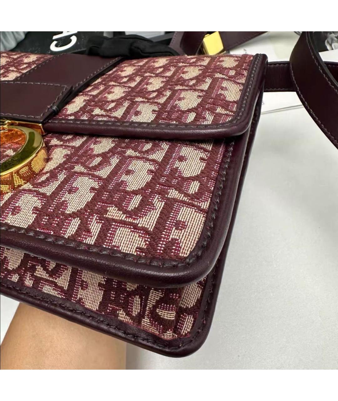 CHRISTIAN DIOR Бордовая жаккардовая сумка через плечо, фото 6