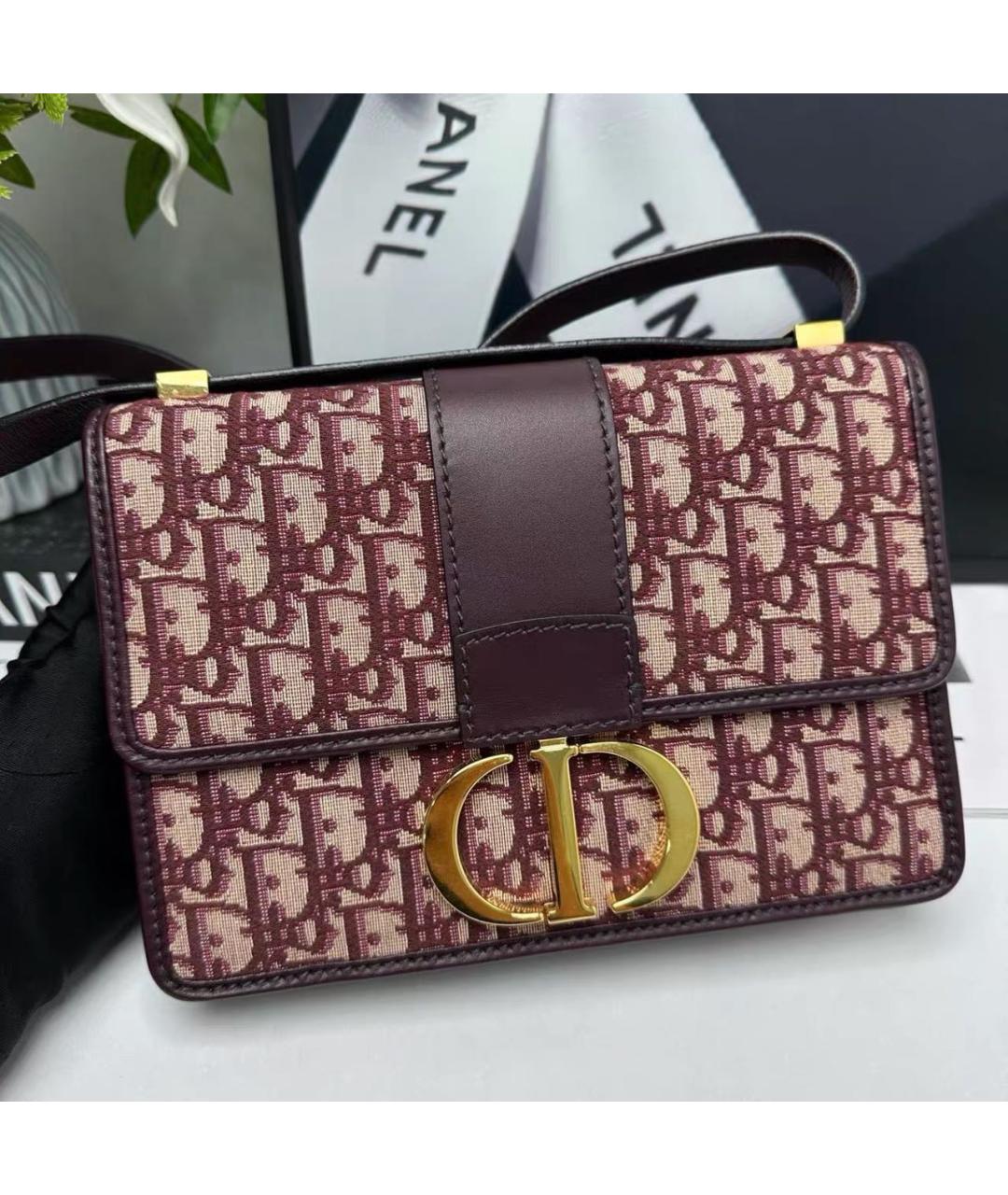 CHRISTIAN DIOR Бордовая жаккардовая сумка через плечо, фото 9