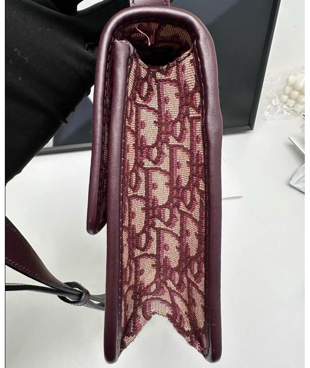 CHRISTIAN DIOR Бордовая жаккардовая сумка через плечо, фото 3