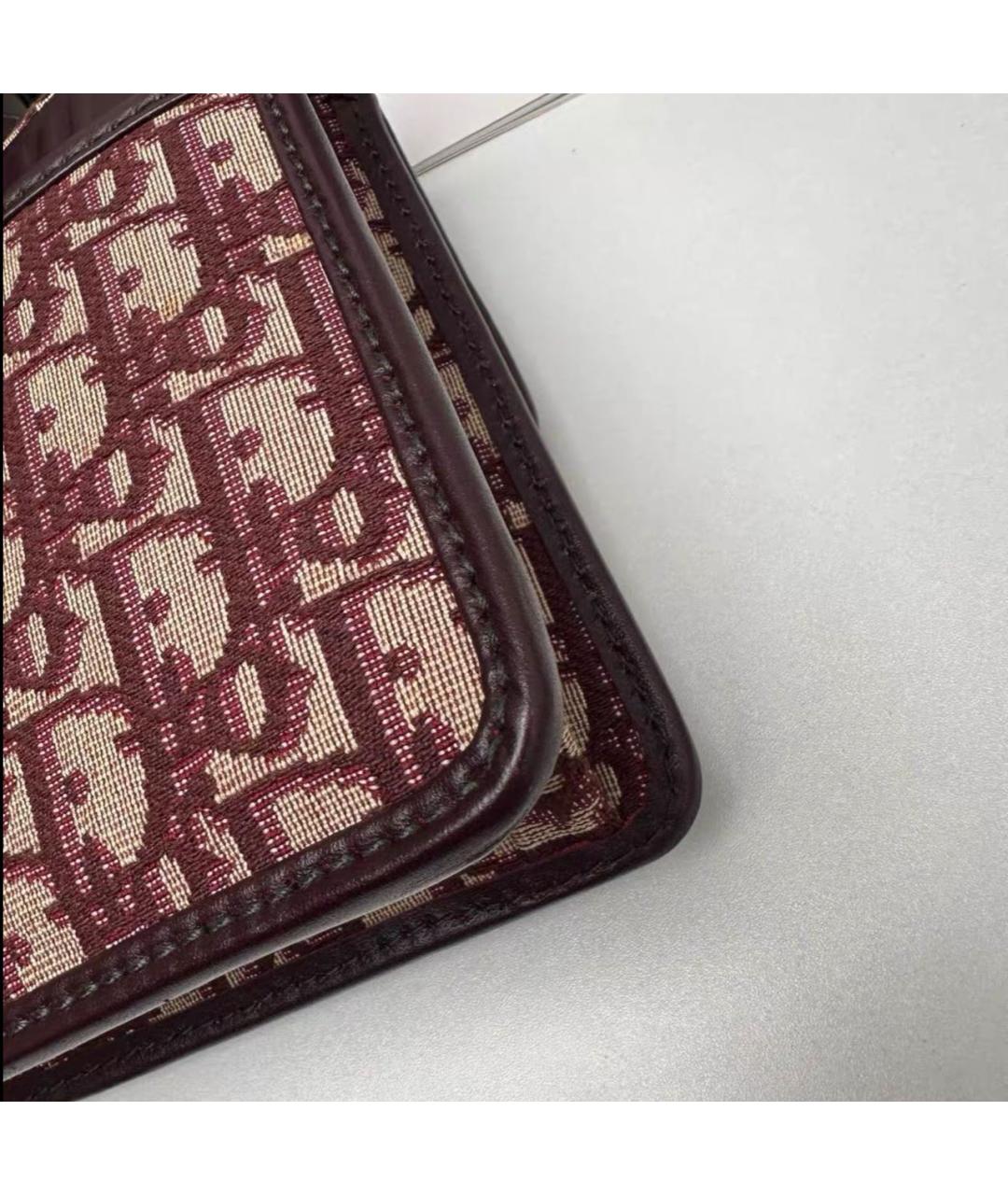 CHRISTIAN DIOR Бордовая жаккардовая сумка через плечо, фото 7