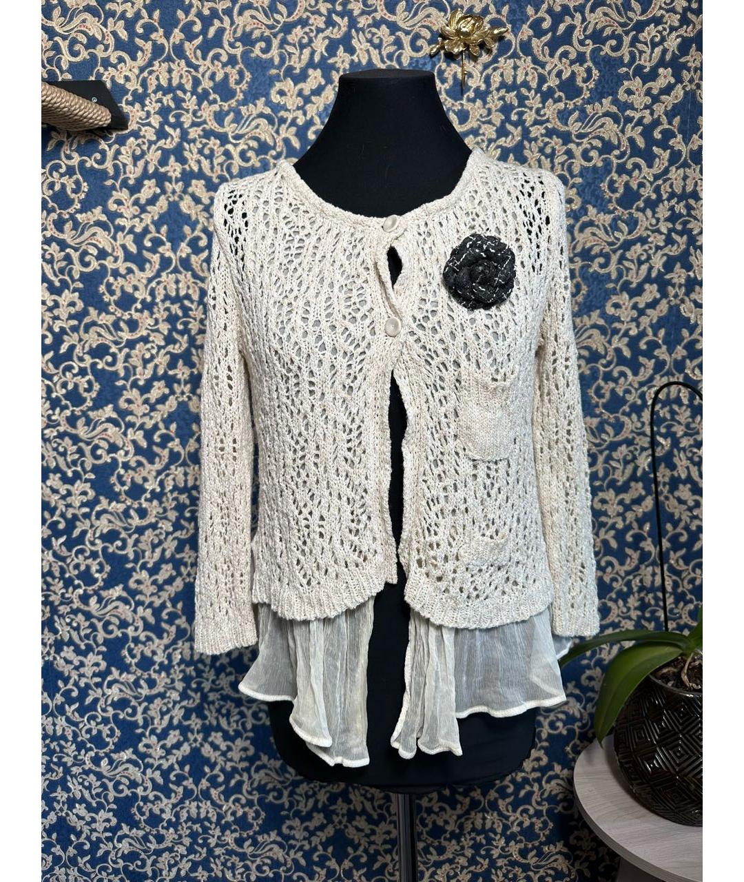 TWIN-SET Бежевый шелковый кардиган, фото 8