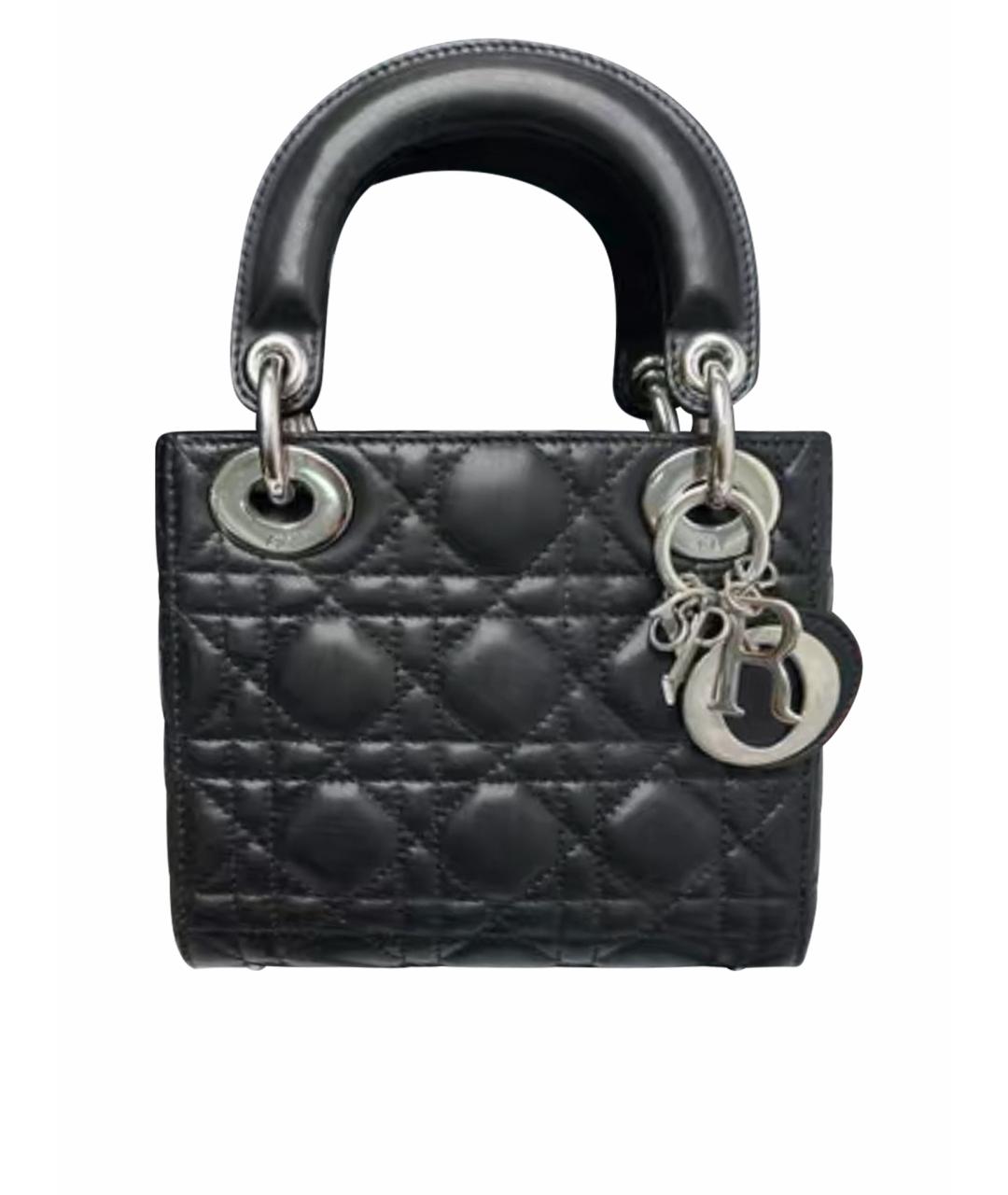 CHRISTIAN DIOR Черная кожаная сумка с короткими ручками, фото 1