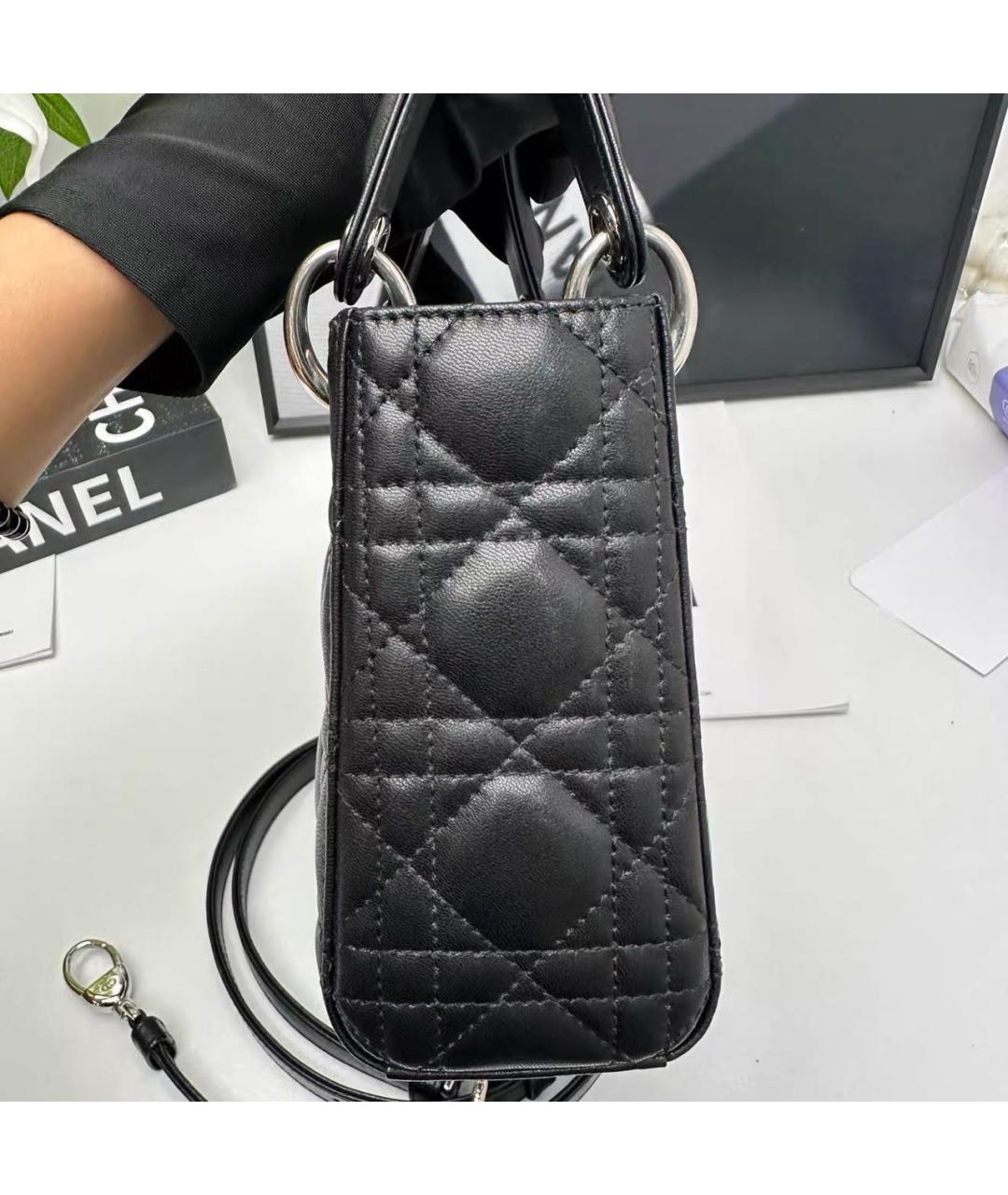 CHRISTIAN DIOR Черная кожаная сумка с короткими ручками, фото 4