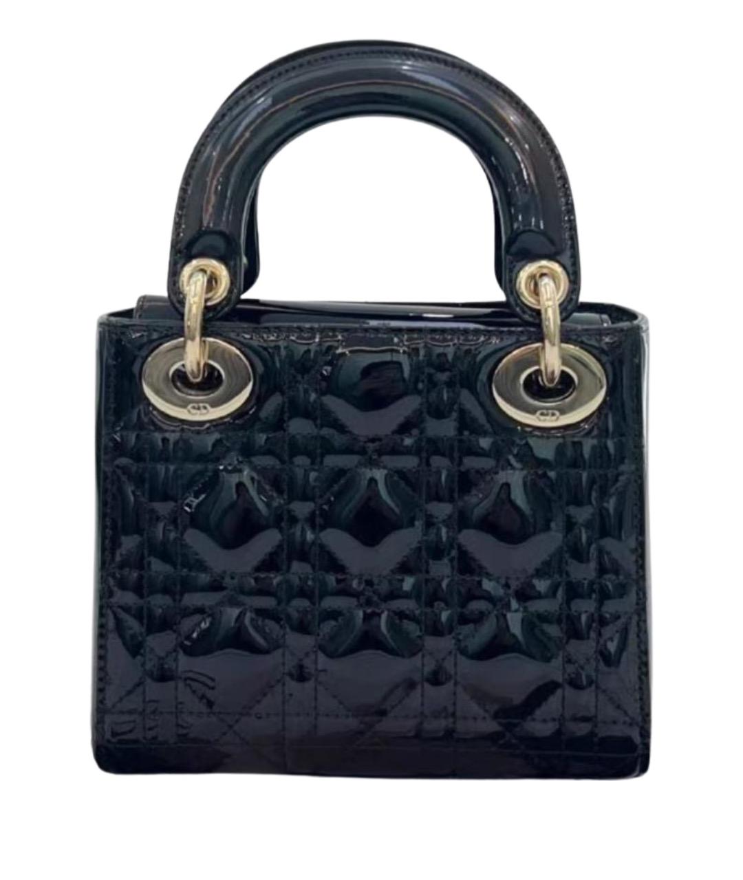 CHRISTIAN DIOR Черная сумка с короткими ручками из лакированной кожи, фото 1