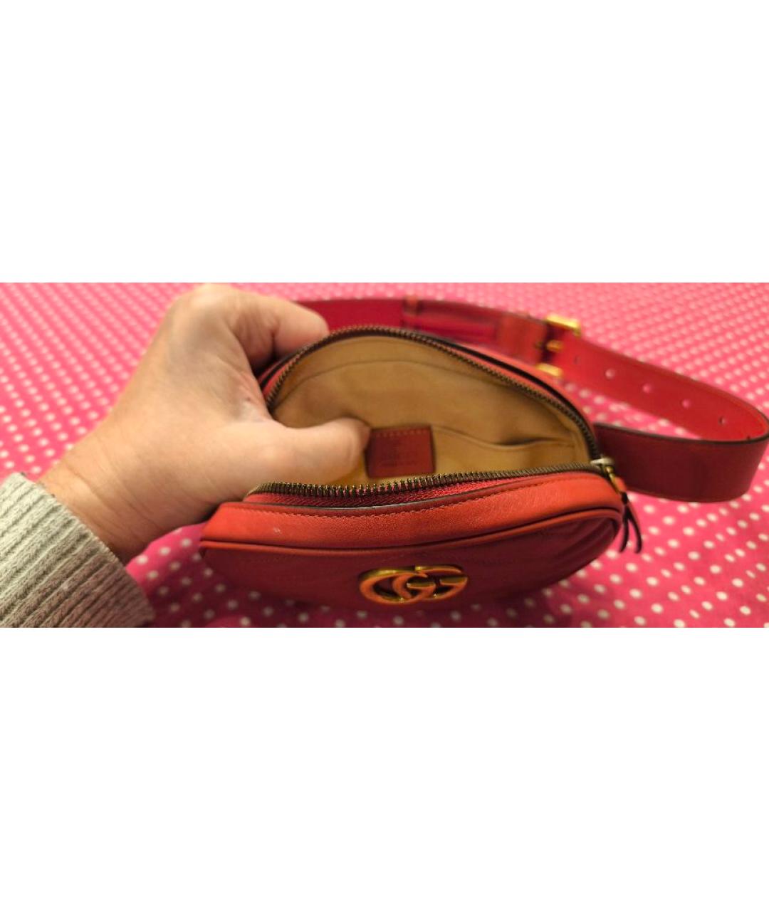 GUCCI Красная кожаная поясная сумка, фото 3