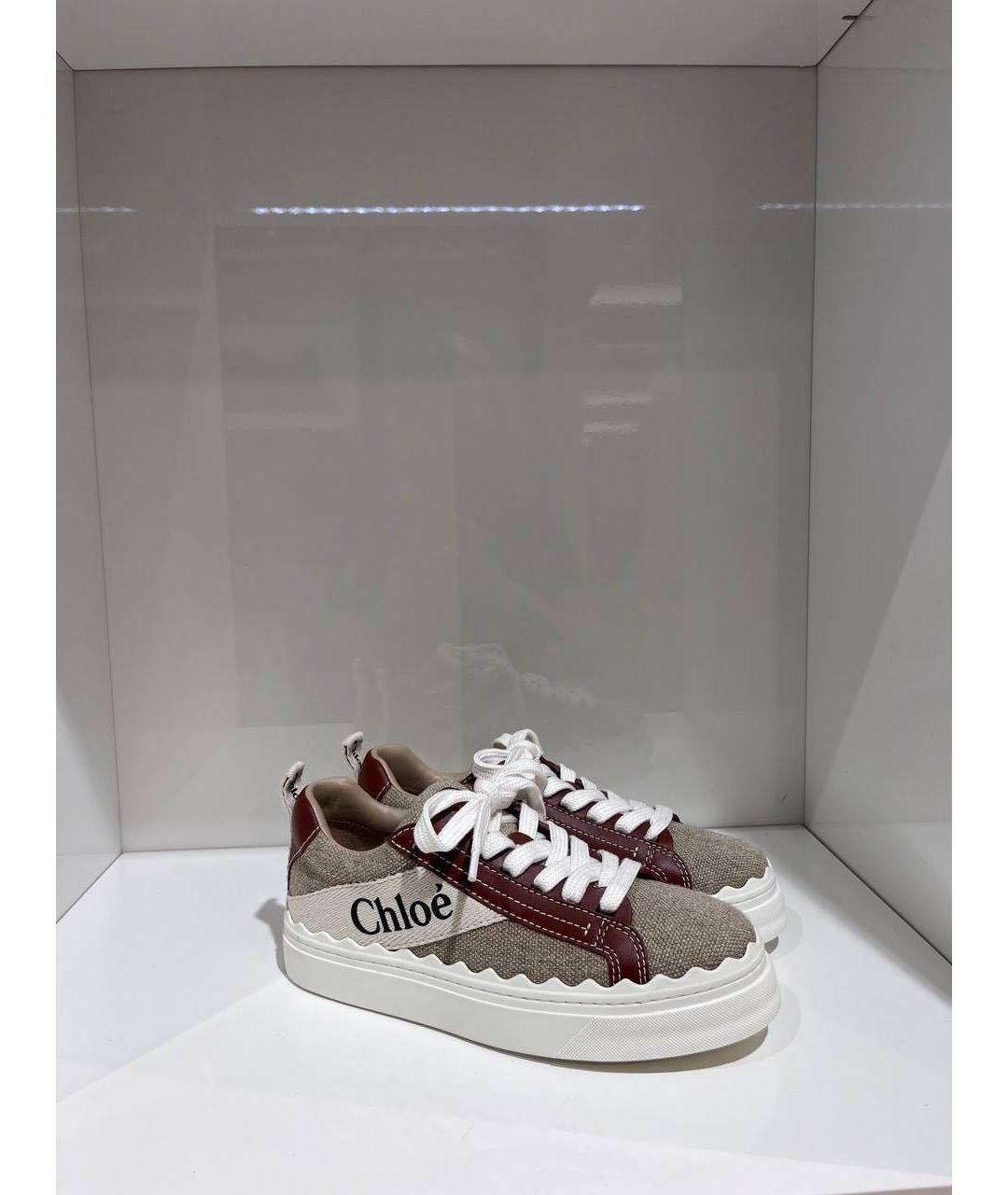 CHLOE Бежевые кожаные кроссовки, фото 4