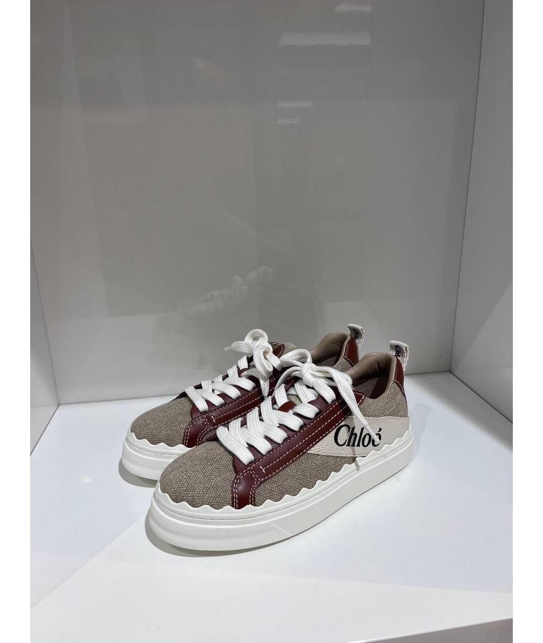 CHLOE Бежевые кожаные кроссовки, фото 2