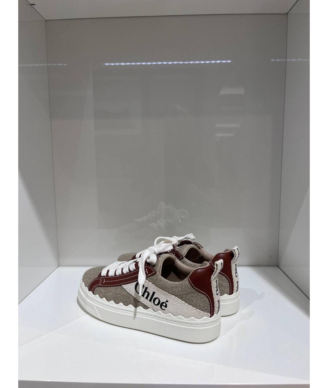 CHLOE Бежевые кожаные кроссовки, фото 3