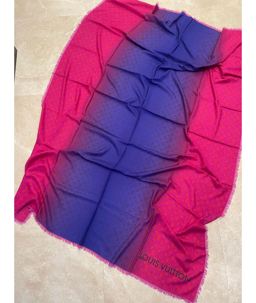 LOUIS VUITTON Фуксия шерстяной шарф, фото 2