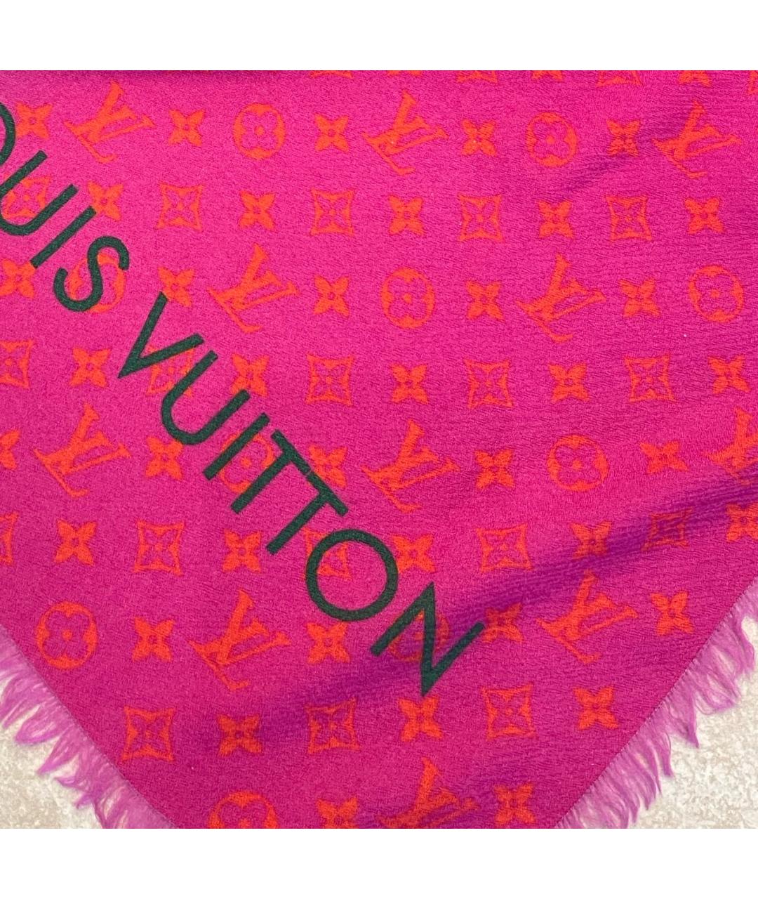 LOUIS VUITTON Фуксия шерстяной шарф, фото 7