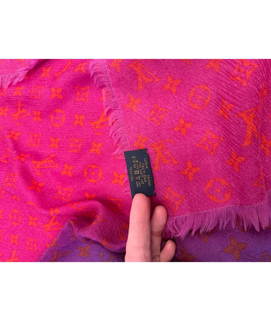 LOUIS VUITTON Фуксия шерстяной шарф, фото 6