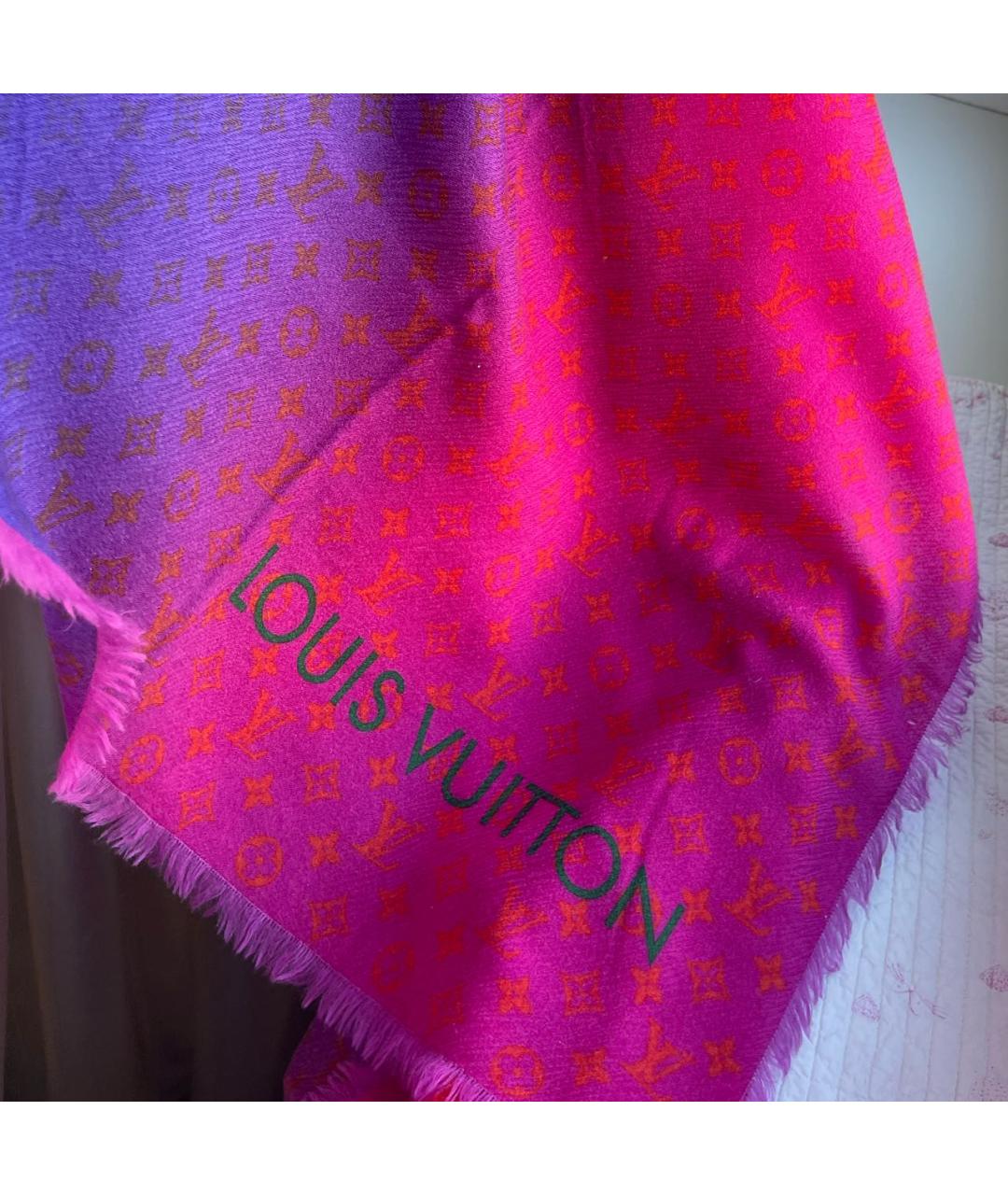 LOUIS VUITTON Фуксия шерстяной шарф, фото 4