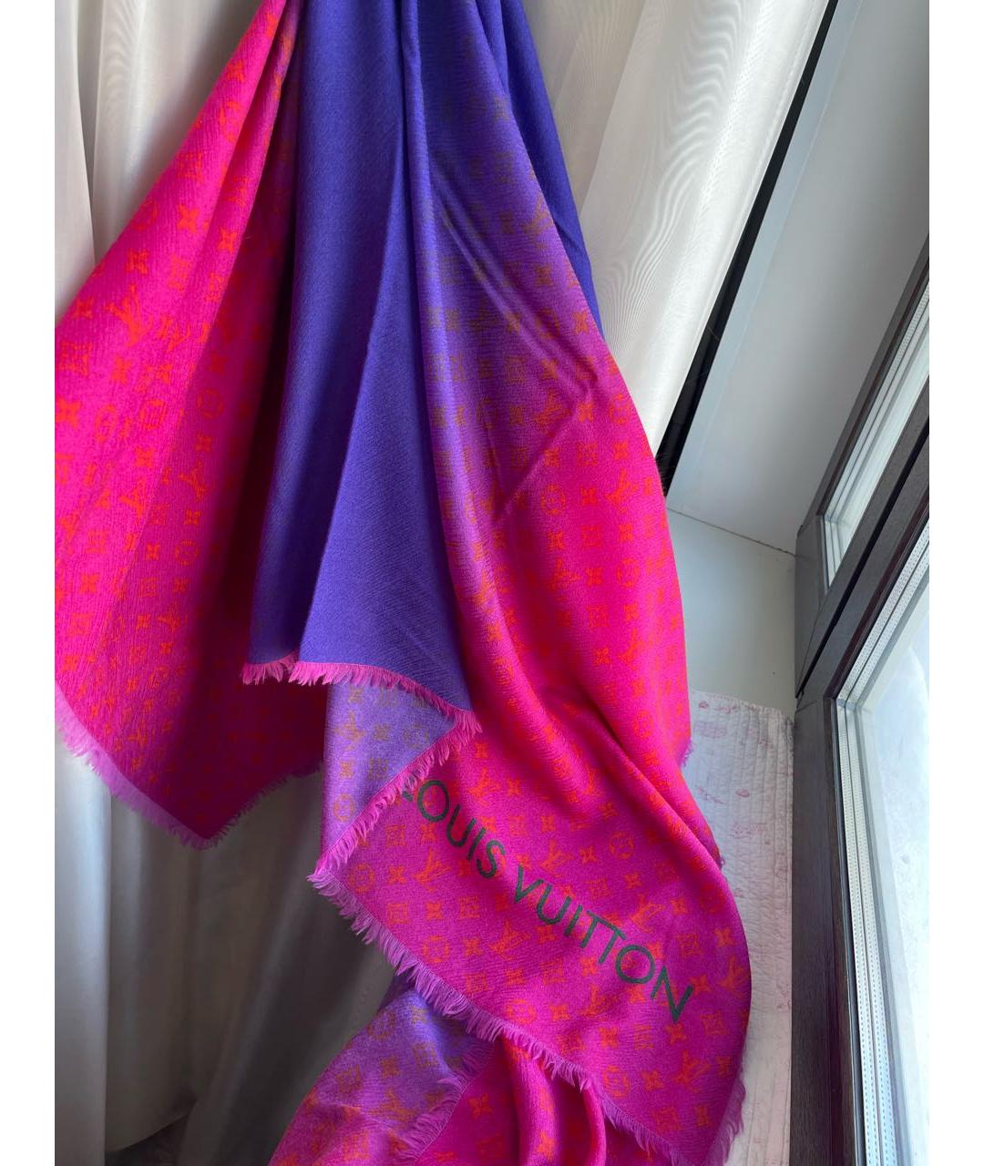 LOUIS VUITTON Фуксия шерстяной шарф, фото 3